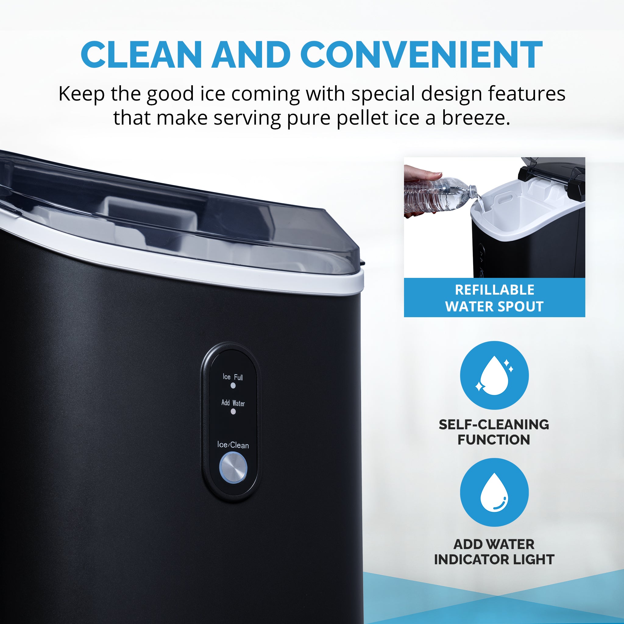 Newair® Countertop Ice Maker - 33 lbs/Day Nugget Ice Machine for Home, Office, and Parties | Perfect for Cocktails, Beverages, and Outdoor Events