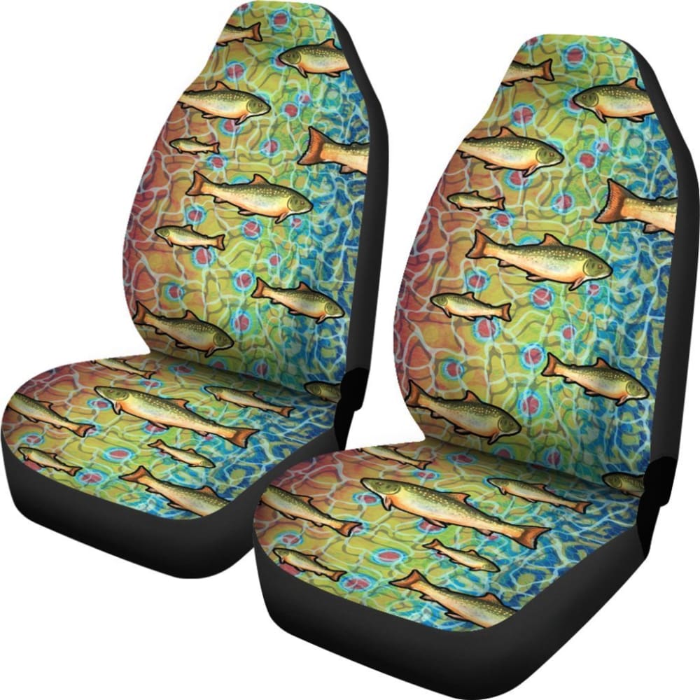 Premium Brook Trout Fish Skin Pattern Fishing Car Seat Covers - Waterproof & Durable for Trucks, SUVs, Boats (182417) - Perfect for Outdoor Adventures, Camping & Fishing Trips