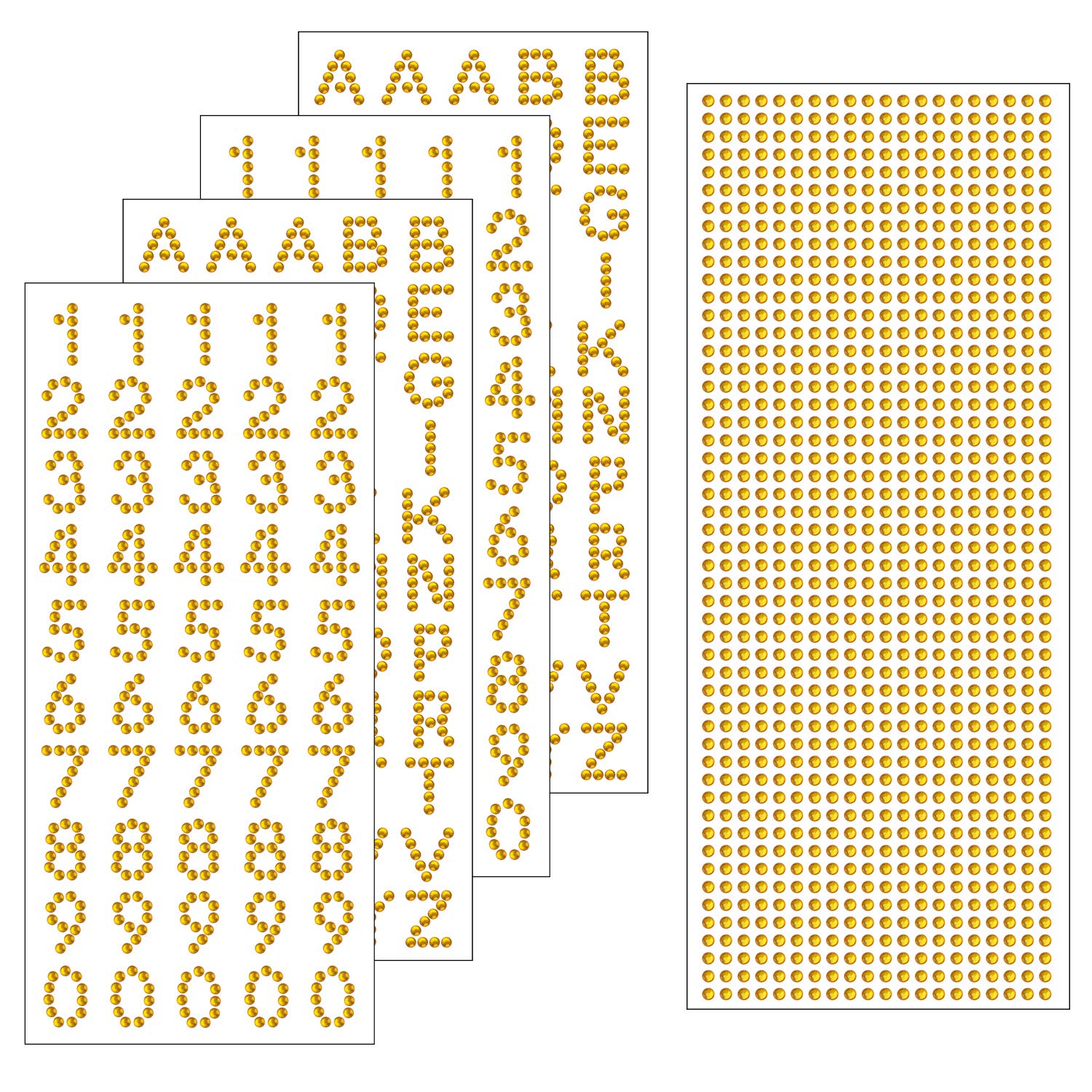 Aylifu Rhinestone Stickers - 5 Sheets Self-Adhesive Glitter Alphabet Letter & Number Stickers with Crystal Gems Border for DIY Crafts, Graduation Cap Decoration, Scrapbooking, Phone Case & Nail Art Designs