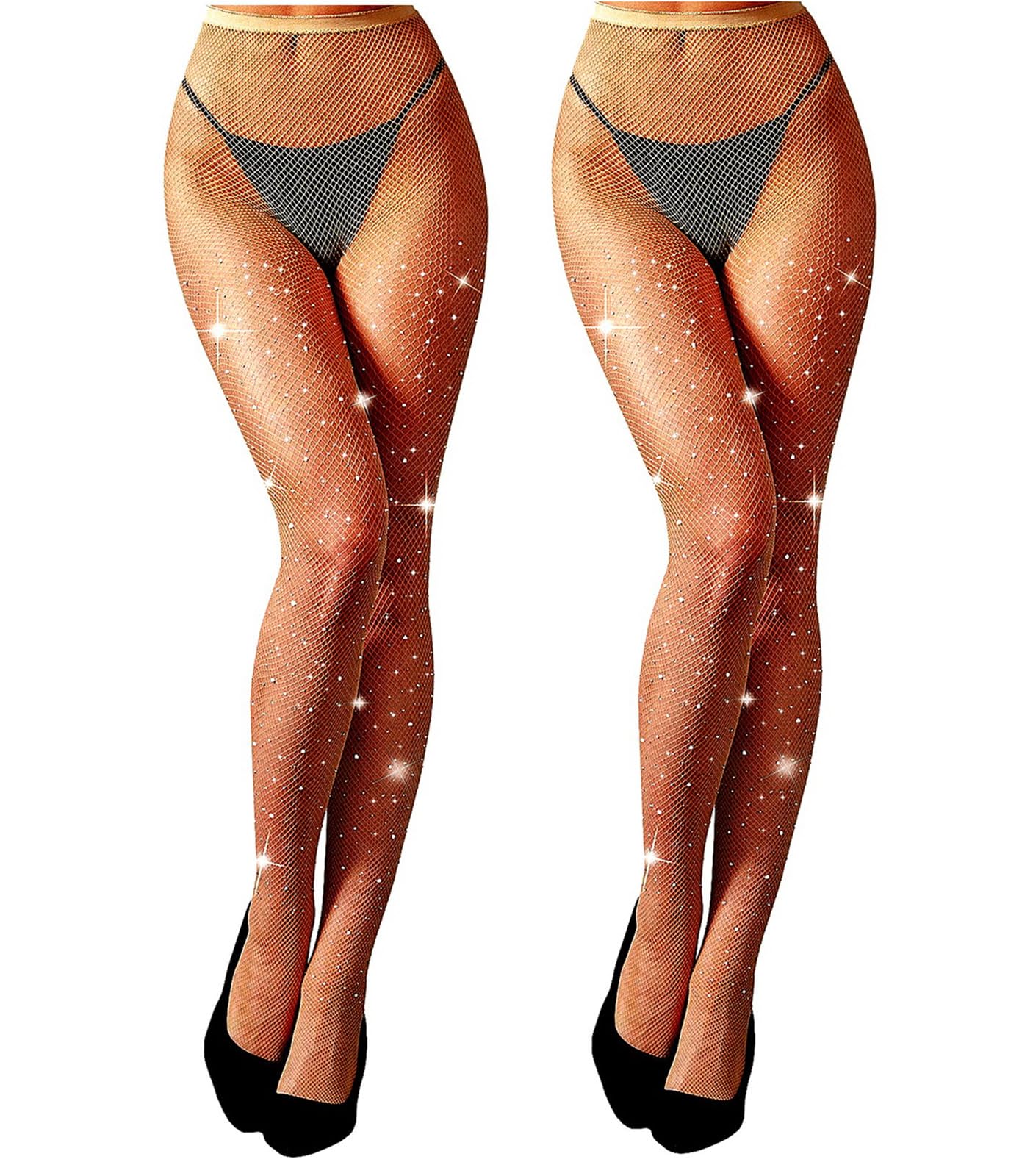 Sparkly Rhinestone Fishnet Tights for Women - High Waist Sexy Stockings for Party, Halloween, Cosplay & Nightclub Outfits