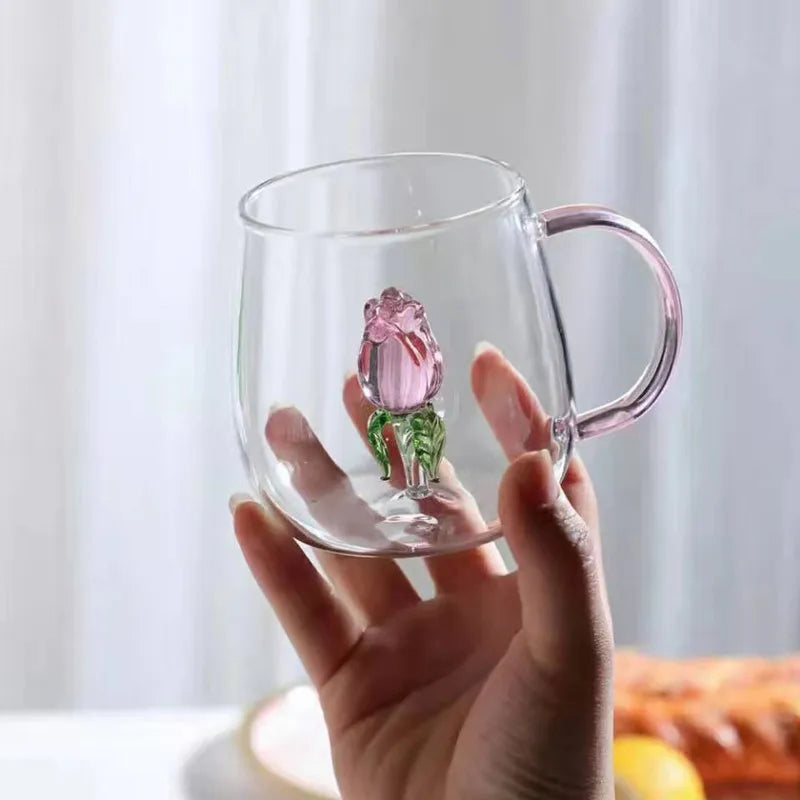 Premium Blossom Glass Teapot and Cup Set - 18oz Borosilicate Glass Tea Set with Stainless Steel Infuser - Perfect for Loose Leaf Tea, Herbal Tea, and Iced Tea Brewing at Home or Office