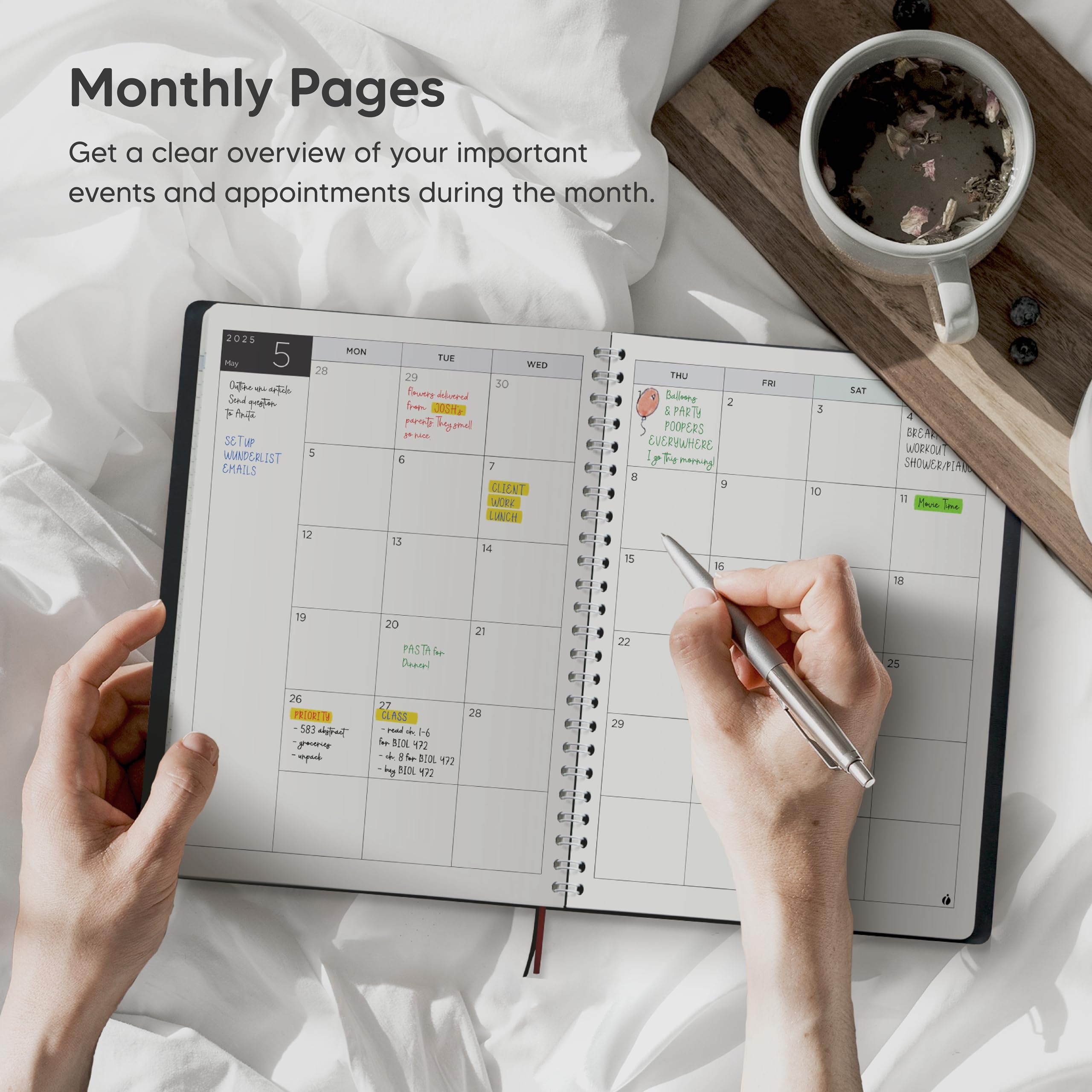 2025 Weekly & Monthly Planner - Hourly Appointment Book with Softcover & Twin-Wire Binding - Teacher & Productivity Planner (6.5