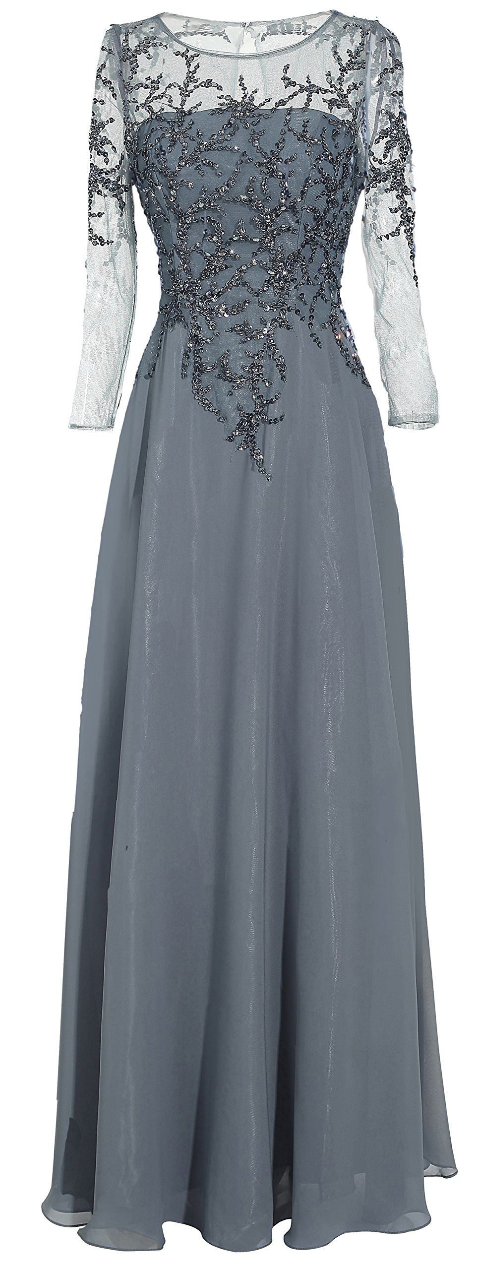 Elegant Meier Women's Starlit Beaded Long Sleeve Evening Gown - Perfect for Mother of the Bride, Wedding Guest, Formal Dinners & Special Occasions