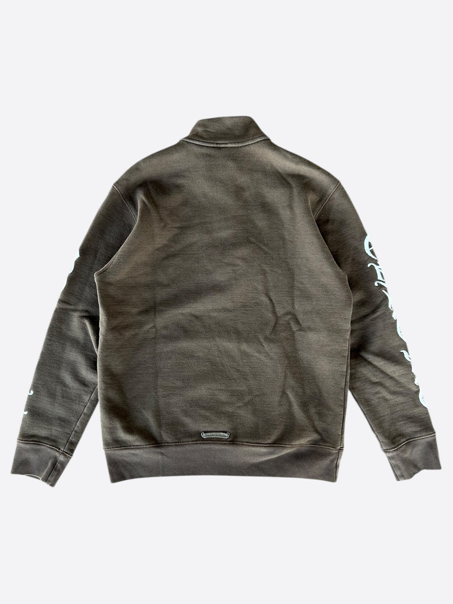 Chrome Hearts Brown & White Embroidered Logo Quarter Zip Sweater for Men | Stylish Pullover for Casual Wear & Street Fashion