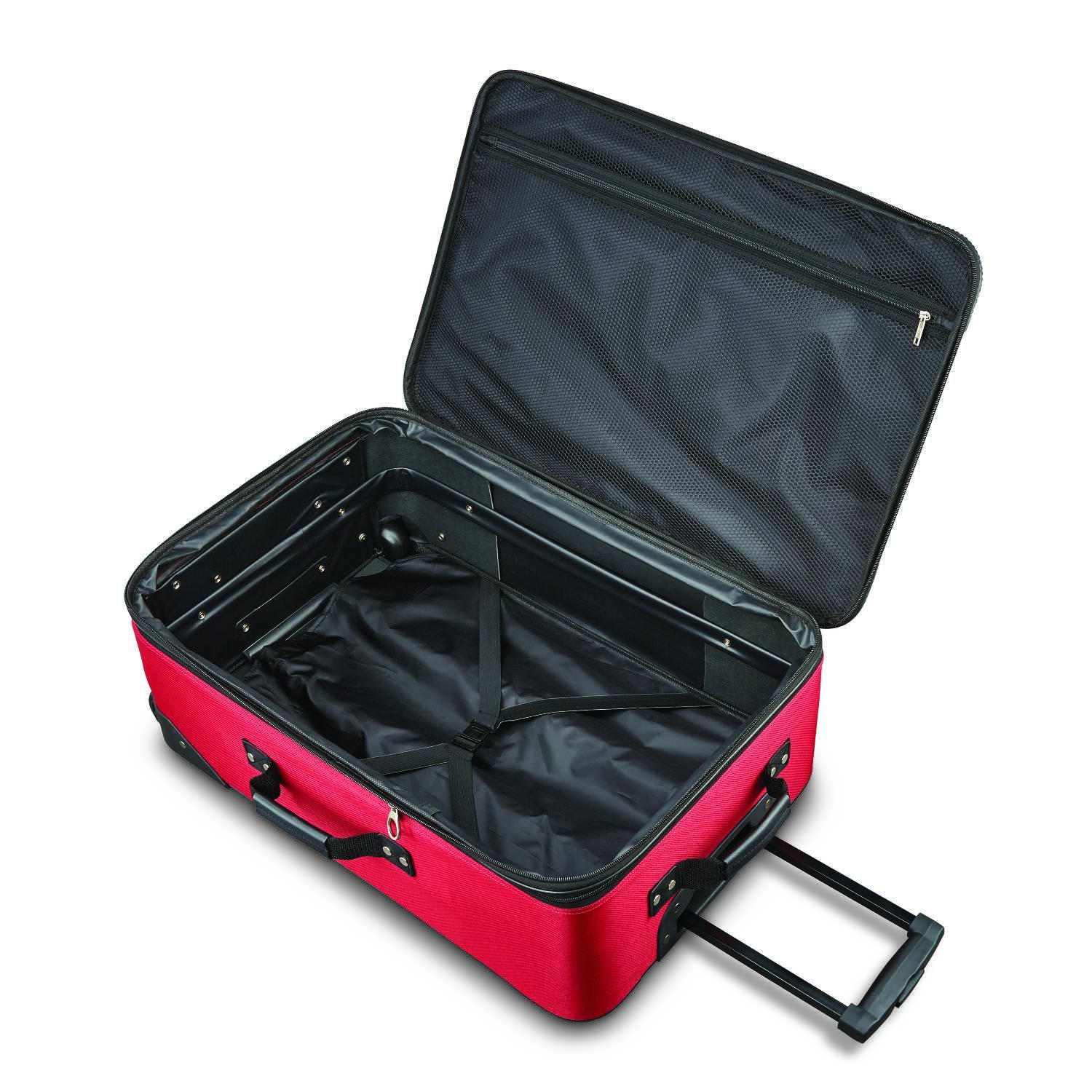 American Tourister Fieldbrook XLT Softside Upright Luggage Set - 4-Piece (21/25 Inch) in Red & Black | Lightweight Durable Suitcase for Travel, Business Trips & Family Vacations