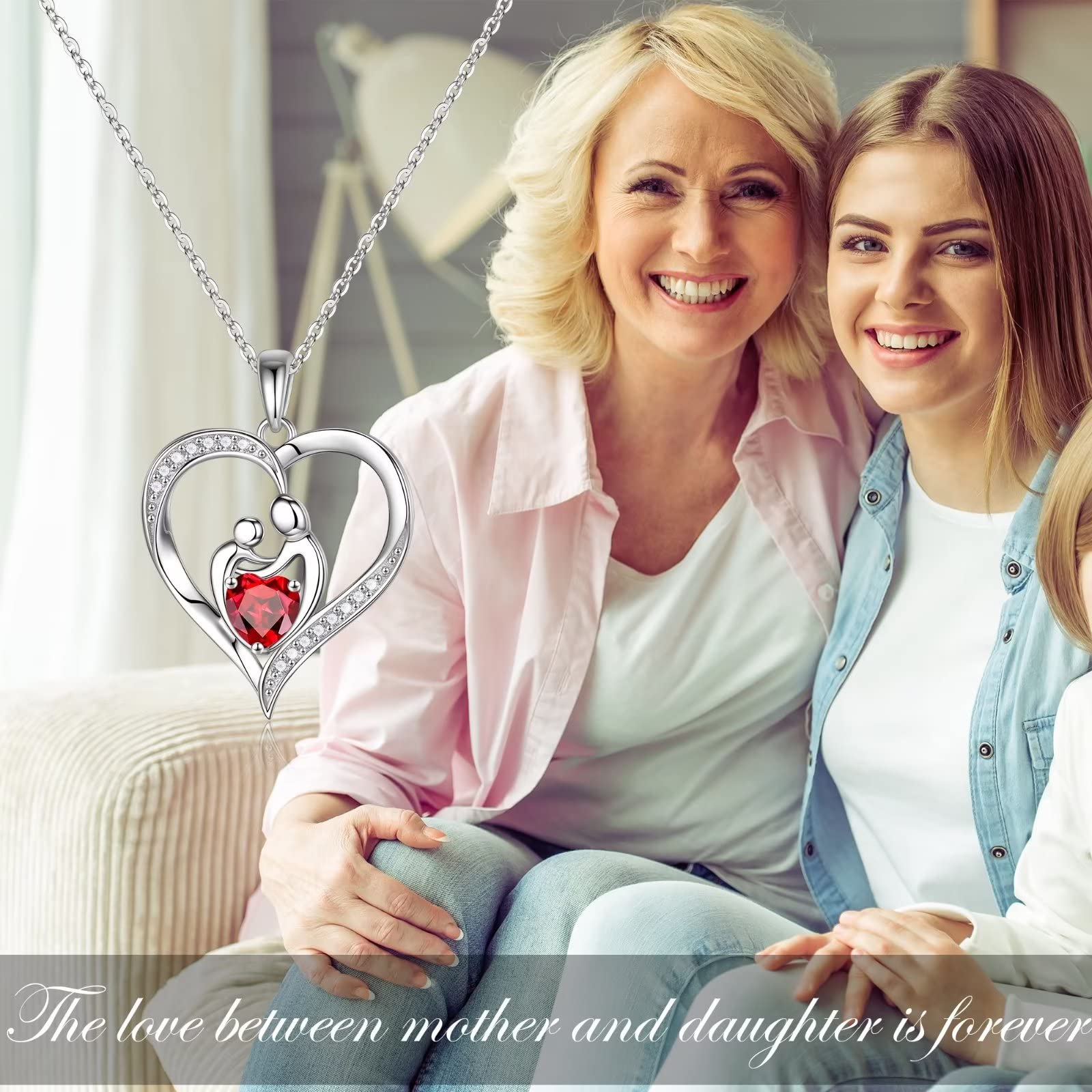 Birthstone Necklace for Mom - 925 Sterling Silver Personalized Jewelry for Women | Mother's Day, Valentine's Day, Christmas & Birthday Gifts from Daughter or Son | Perfect for Special Occasions & Everyday Wear