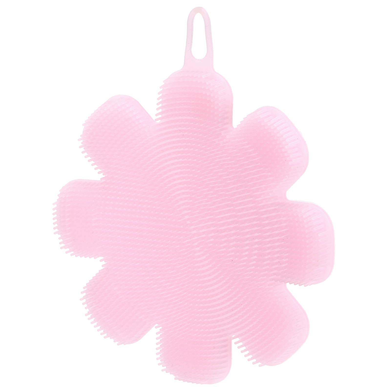 Flower-Shaped Silicone Bowl Scrubber - Pink Dishwashing Brush for Pans, Microwave & Dishwasher Safe - Perfect for Kitchen Cleaning & Non-Scratch Cookware Care
