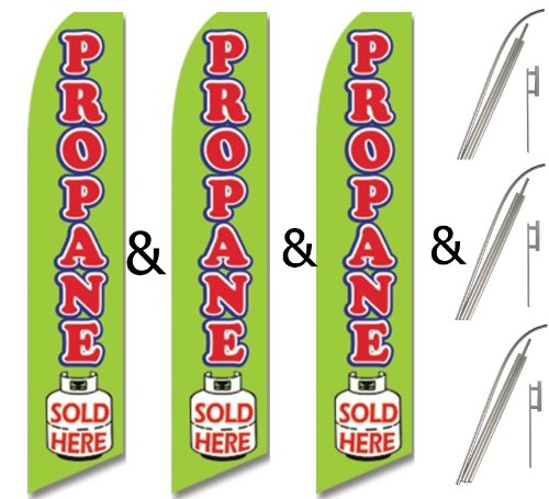 3 Pack Swooper Flags with Poles - Green, Red & Blue Outdoor Decorative Windsock Flags for Garden, Patio, Pool Party & Tailgating Events