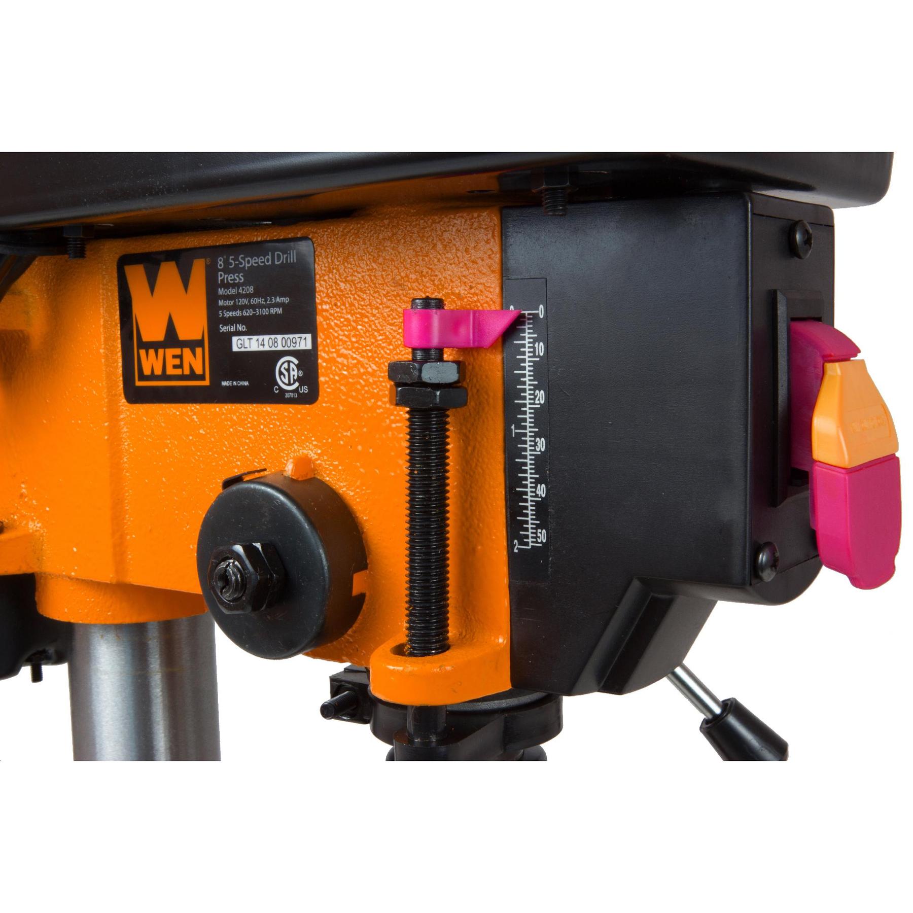 WEN R4208 8-Inch 5-Speed Drill Press - Refurbished | Precision Woodworking & Metal Drilling Tool for DIY Projects & Home Workshops