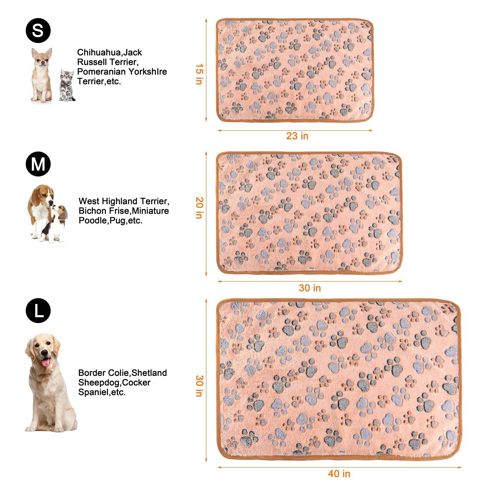 3 Pack Soft & Warm Fleece Flannel Pet Blanket for Cats and Dogs - Cozy Sleep Mat for Puppies, Kittens, Small Pets (23
