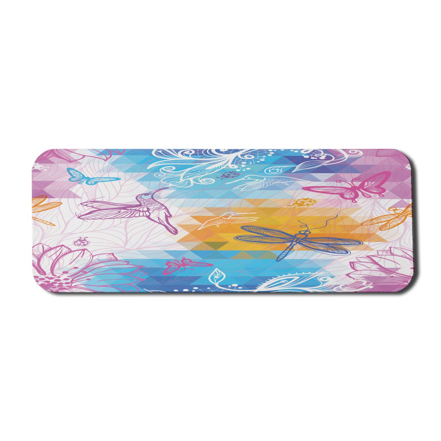 Ambesonne Dragonfly Mouse Pad - Non-Slip Rubber Gaming Mousepad with Geometric Dragonfly & Beetle Design, Large 31