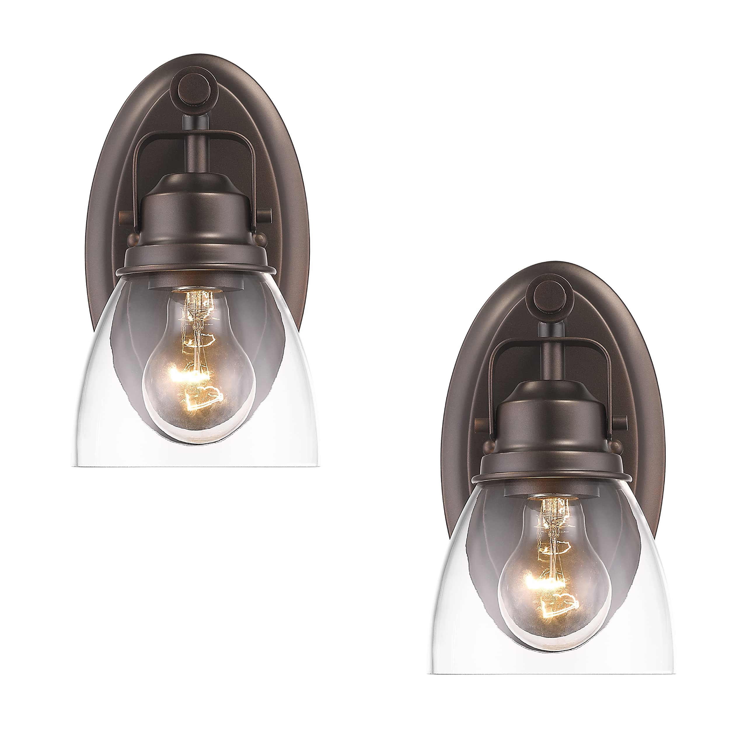 YEEHOME Rustic Vanity Light Fixture - 2 Pack Oil Rubbed Bronze Bathroom Wall Sconce, Farmhouse Industrial Lighting for Mirror, Bedroom & Bathroom | Durable ORB Finish for Modern & Vintage Home Decor