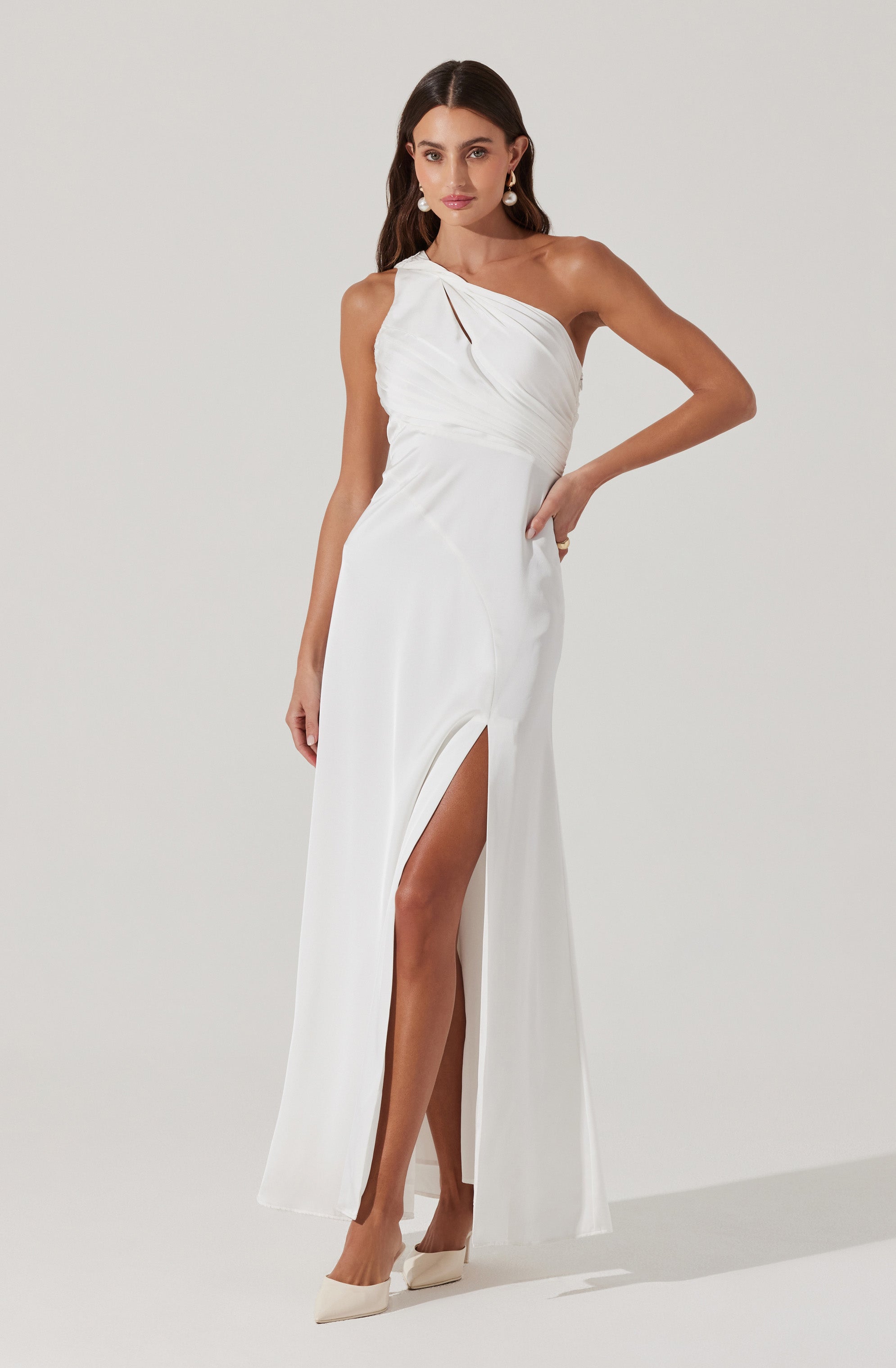 Elegant Atoila One Shoulder Satin Maxi Dress for Women - Formal Evening Gown, Prom, Wedding Guest & Special Occasions