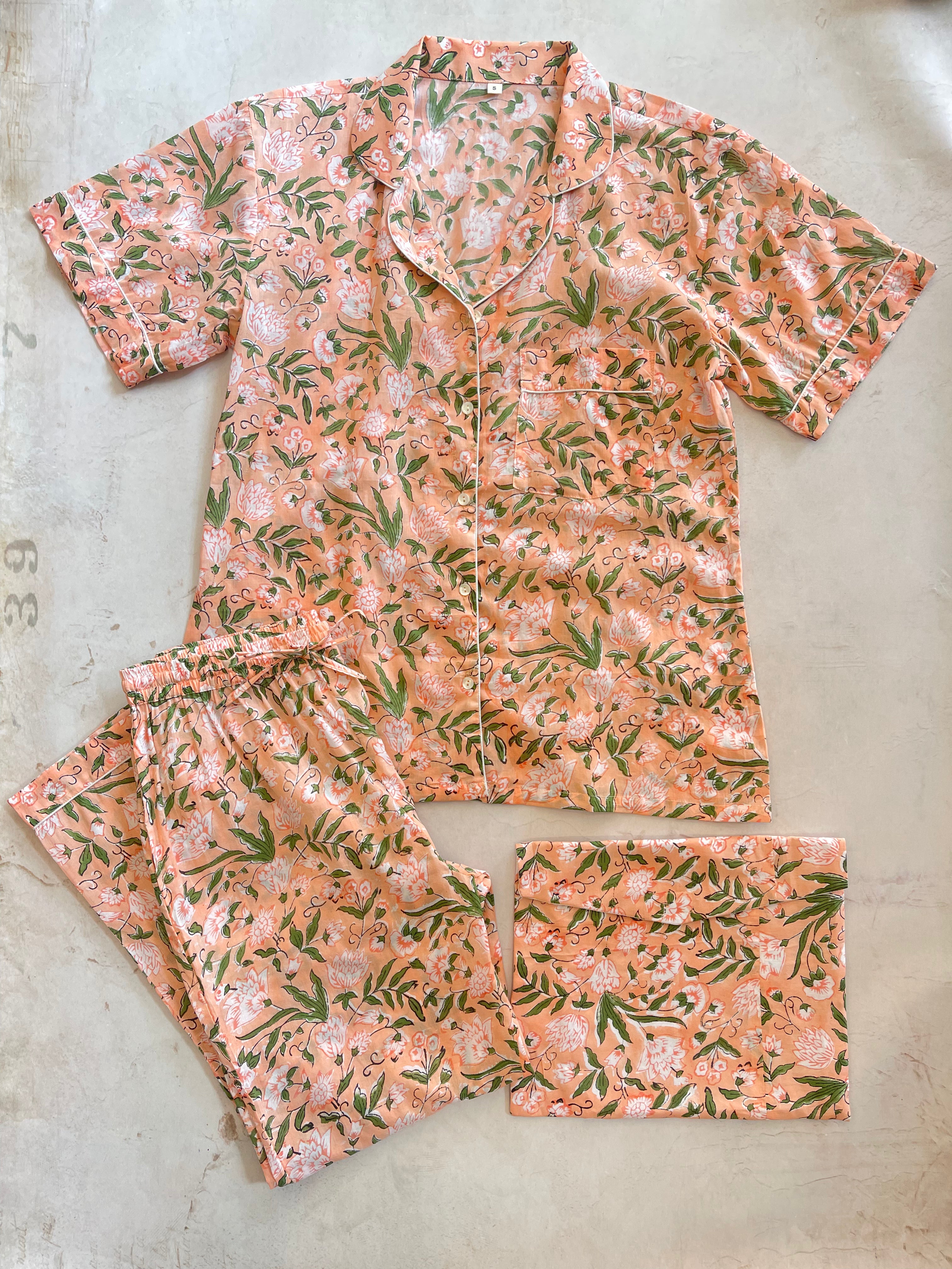 Georgia Peach Pajamas for Women - Soft Cotton Sleepwear Set with Short Sleeve & Shorts - Comfortable Loungewear for Summer Nights, Sleepovers, and Relaxing at Home