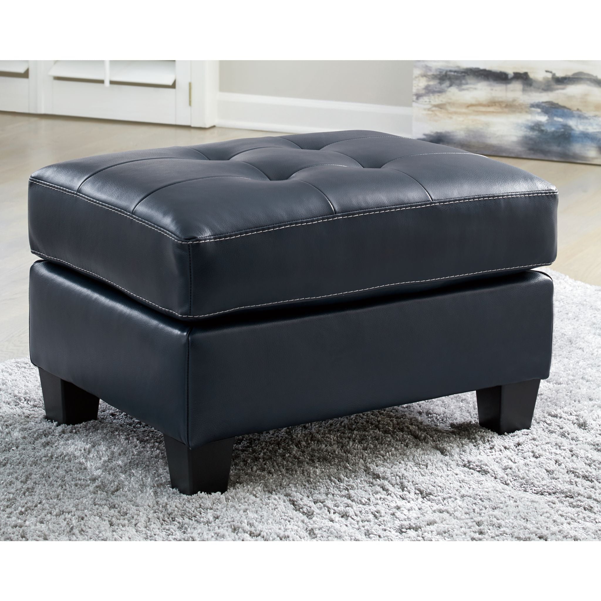 Altonbury Blue Storage Ottoman with Tufted Top - Extra Seating & Stylish Home Decor for Living Room, Bedroom, or Nursery