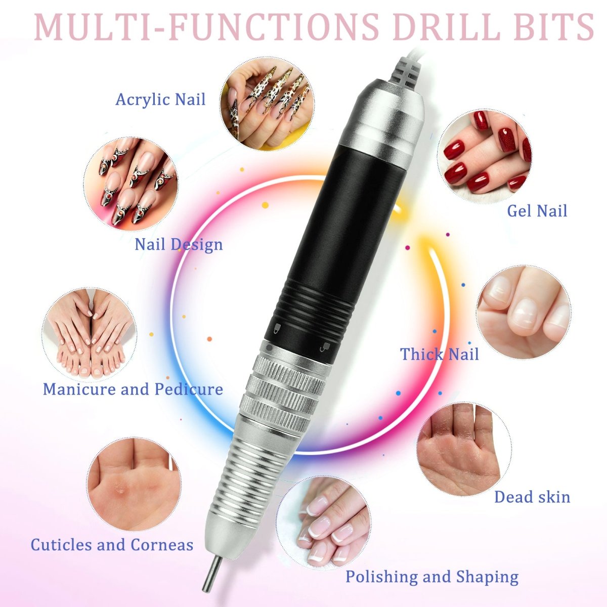 30000 RPM Rechargeable Portable Nail Drill Machine - Professional Electric Nail File for Manicure & Pedicure, Perfect for Home Salon & Nail Art Enthusiasts