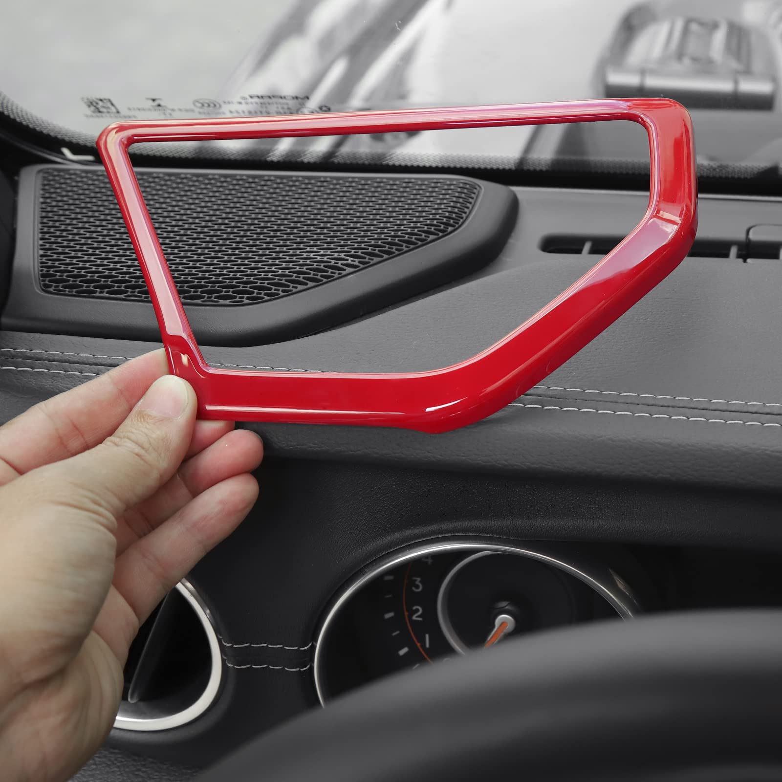Jeep Wrangler JL JLU & Gladiator JT 2018-2022 Red Pillar Speaker Trim Cover & Roof Speaker Audio Trim Ring Kit - Interior Accessories Upgrade for Enhanced Car Audio & Stylish Decoration - Perfect for Off-Road Adventures & Daily Commuting