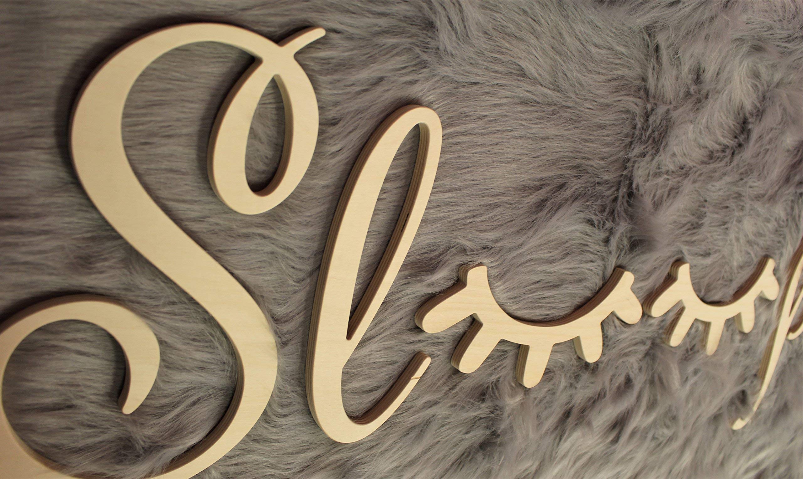 Wooden Sleep Wall Decor with Eyelashes for Nursery & Bedroom