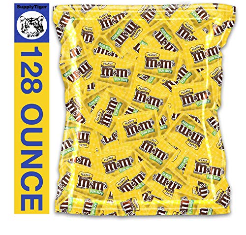 M&M's Peanut Fun Size Bulk Candy 128oz (8 Pounds) - Perfect for Halloween, Christmas Party Favors, Office Snacks & Movie Night Treats