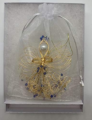 4.5 Inch Gold Birthstone Angel Ornament with Sapphire - Perfect for September Birthdays & Gifts