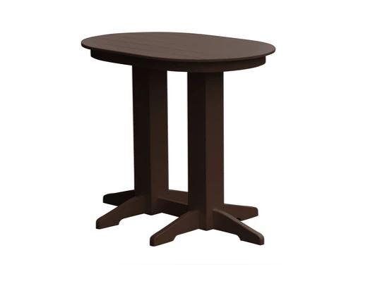 A & L Furniture Oval Bar Table with Free 2 Umbrella Holes - Perfect for Outdoor Patio, Poolside, and Backyard Entertaining