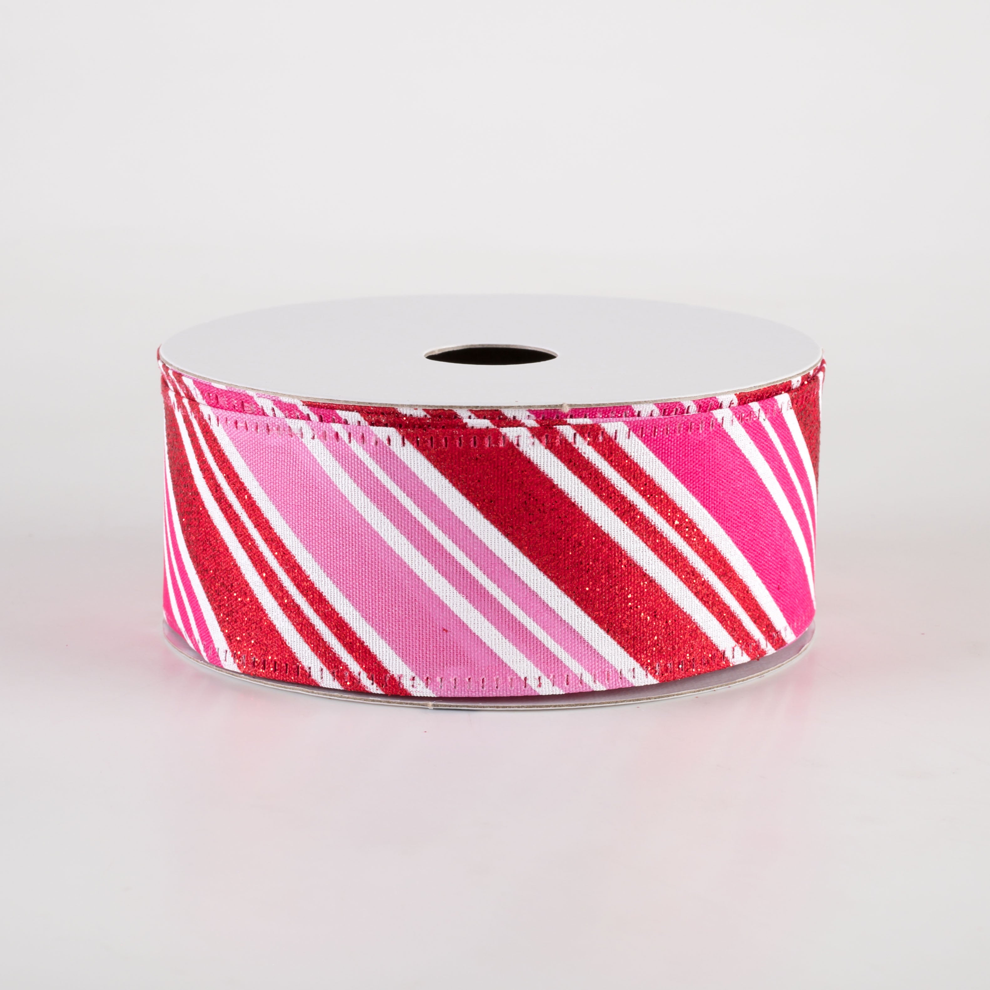 1.5 Inch Diagonal Stripe Glitter Satin Ribbon - Red, Fuchsia, Pink (10 Yards) for Gift Wrapping, DIY Crafts, Wedding Decorations & Hair Accessories