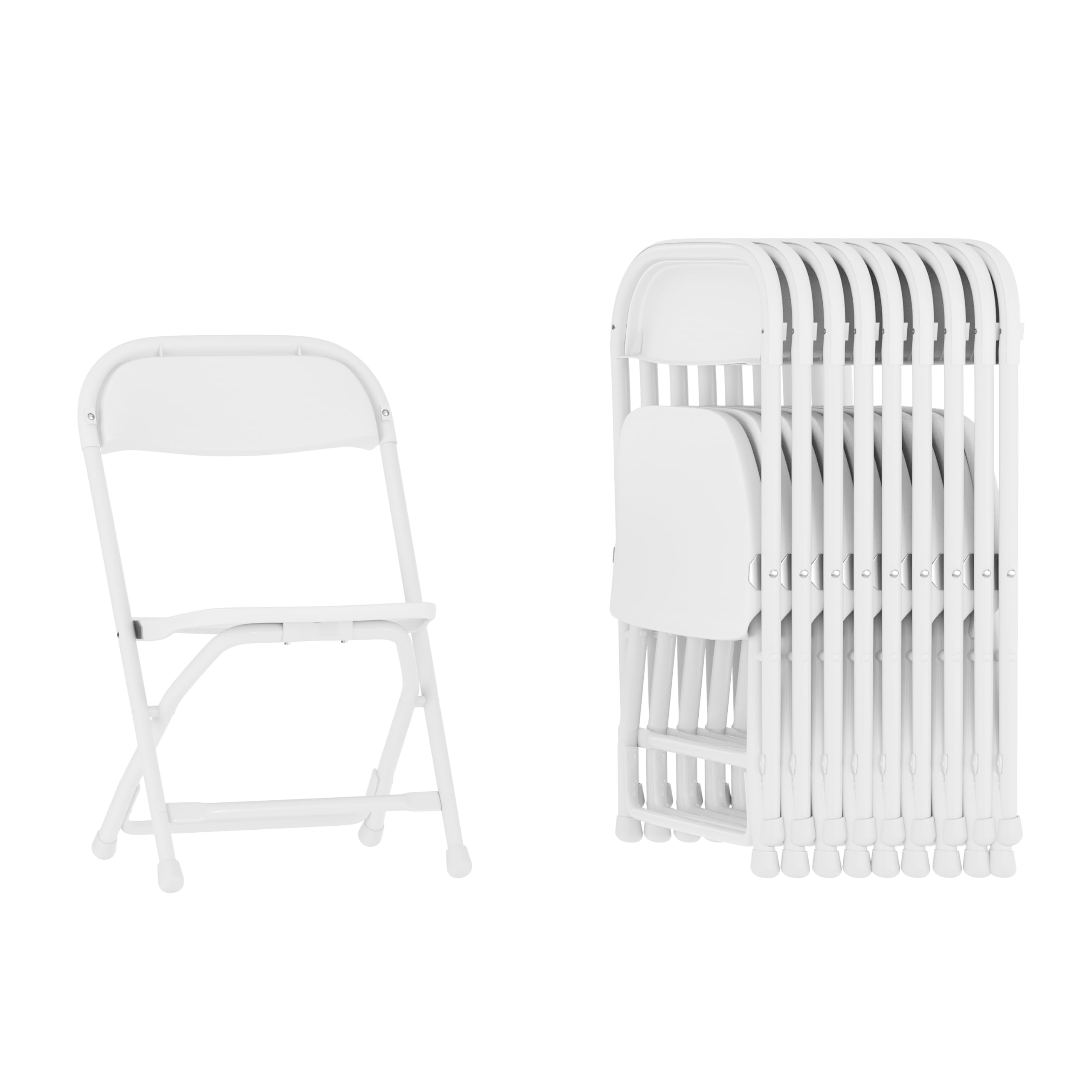 Flash Furniture Timmy Kids Plastic Folding Chairs - Set of 10 White for Preschool, Kindergarten, Daycare & Events | Durable Lightweight Children's Seating for Classrooms, Parties & Home Use