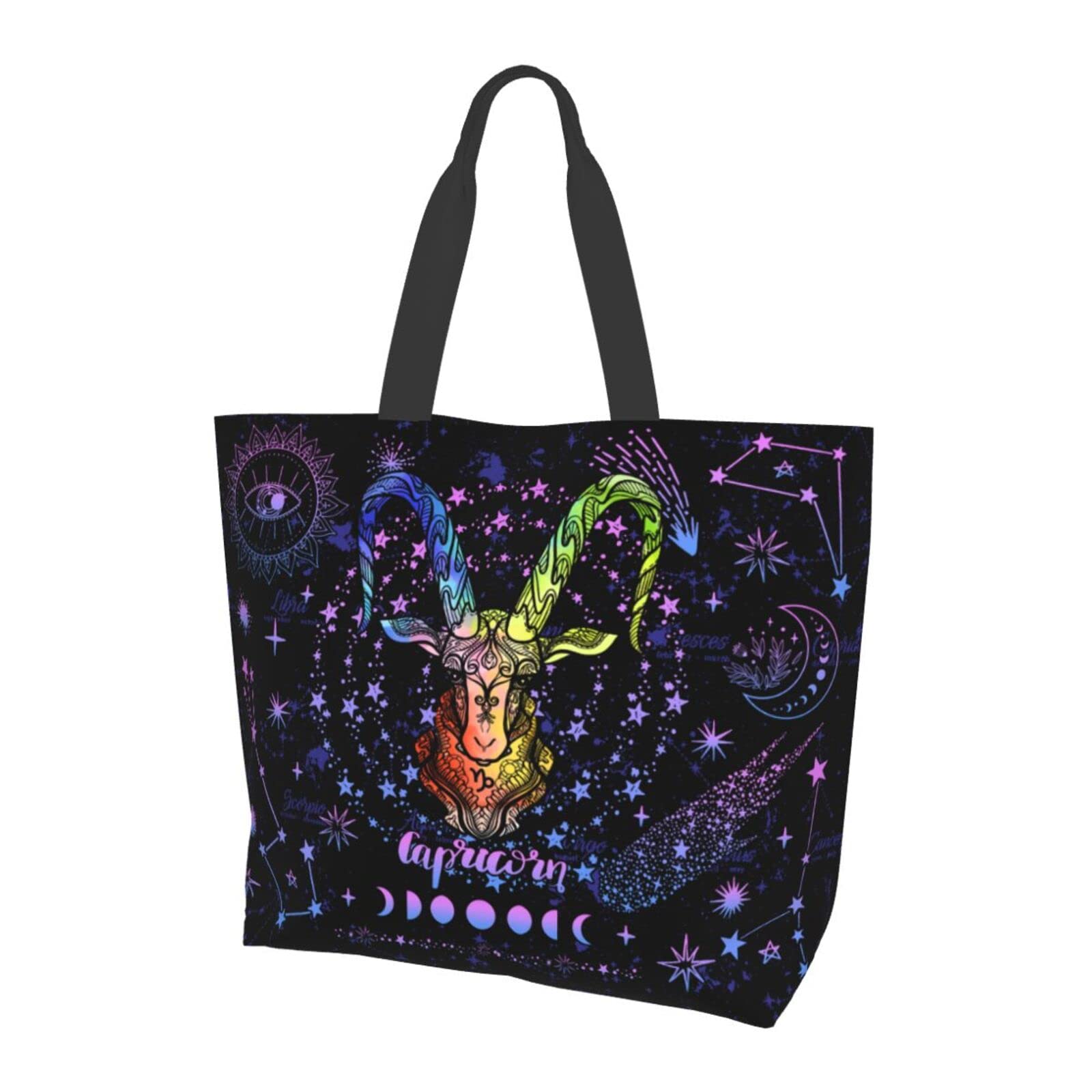 JASUTOT Large Canvas Zodiac Constellation Tote Bag - Astrology Sign Handle Bag for Women | Gym, Beach, Weekender, Travel & Shopping Tote | Perfect for Daily Use, Work, Vacation & Gift Giving
