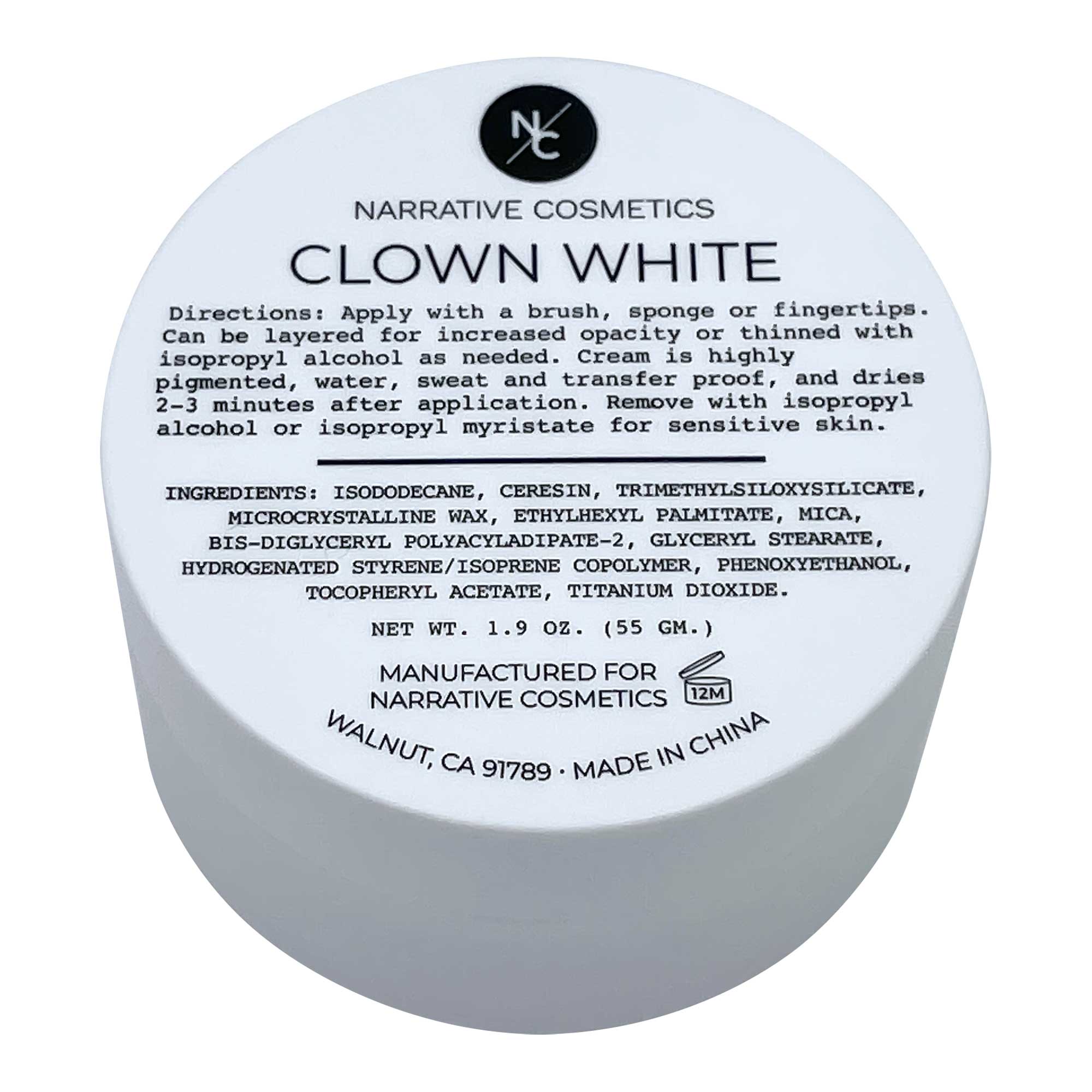 Quick Drying Clown White Cream Makeup - Professional Waterproof Face Paint for Halloween, Cosplay & Theater Performances