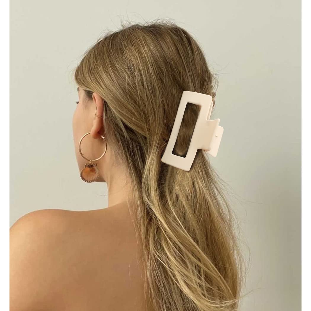 ALIBA COLLECTION 4-Piece Matte Hair Claw Clips Set for Thick Hair - Neutral Hair Accessories with Strong Hold (Multicolor) - Perfect for Updos, Ponytails & Everyday Styling