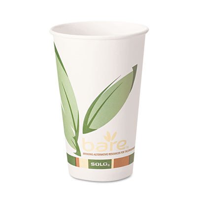 Solo Bare PCF Paper Hot Cups 12oz (SLO412RCN) - Eco-Friendly Disposable Coffee Cups for Office, Cafes & Home Use