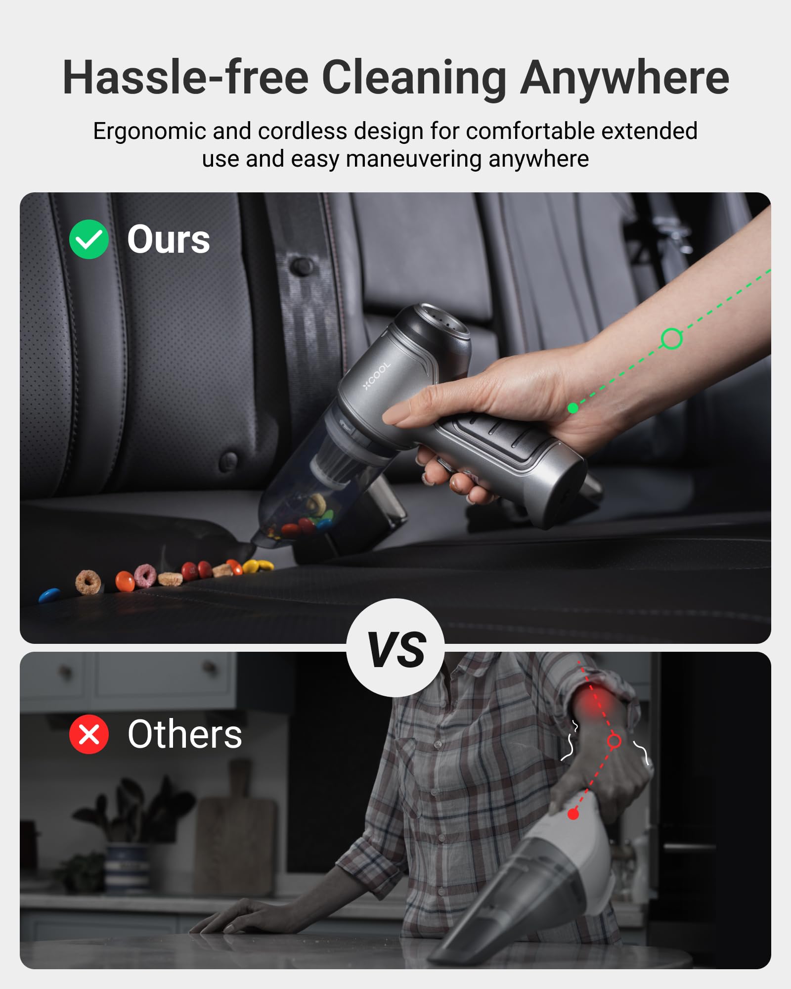 12000PA Cordless Handheld Vacuum Cleaner - 0.8lb Ultra Lightweight 4-in-1 Rechargeable Car Vacuum & Blower for Pet Hair, Home, PC, Electronics - Perfect for Car Detailing, Desk Cleaning & Small Spaces