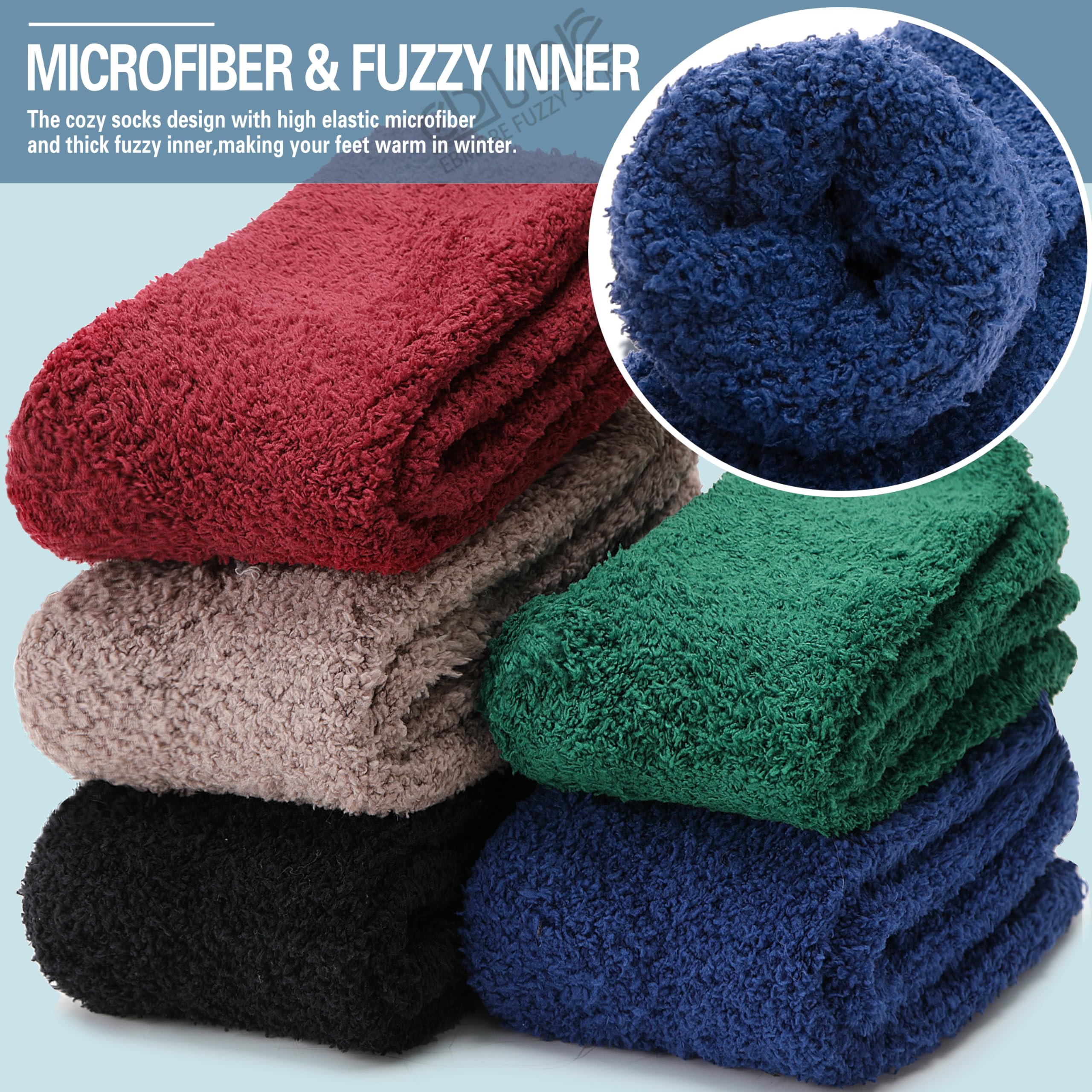 EBMORE Fuzzy Socks - Warm Winter Slipper Socks for Men & Women | Ultra Soft Fluffy Cabin Socks for Sleeping, Lounging & Home Comfort