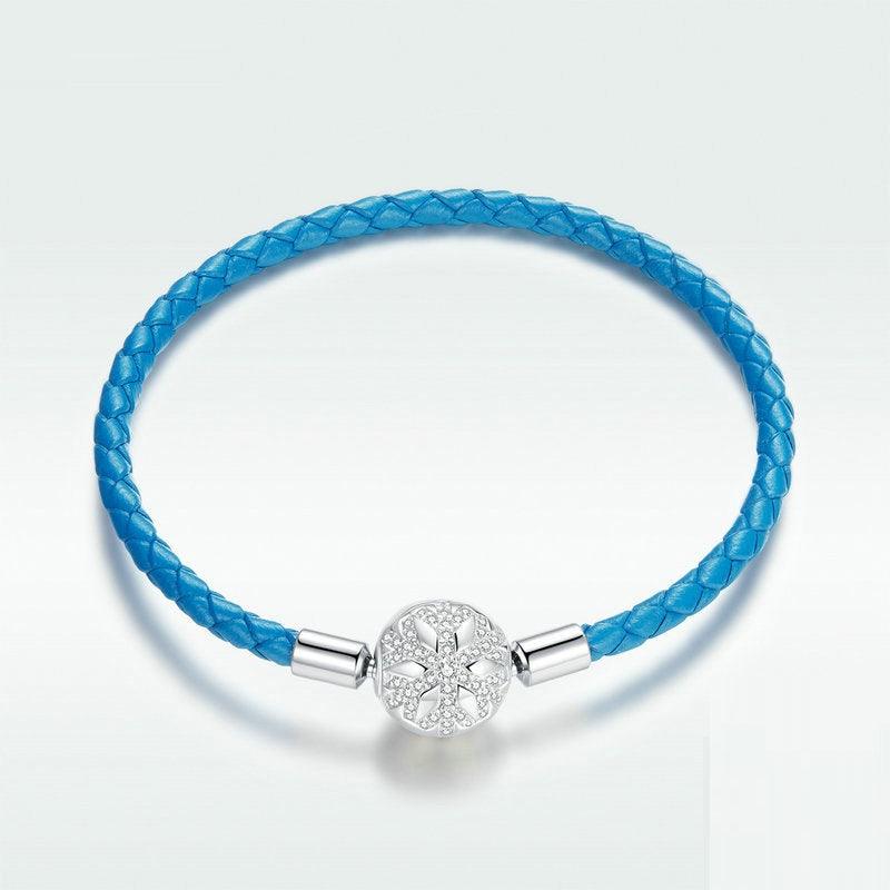925 Sterling Silver Braided Blue Leather Rope Chain Necklace for Women - Minimalist Dainty Jewelry for Everyday Wear, Layering & Gifts