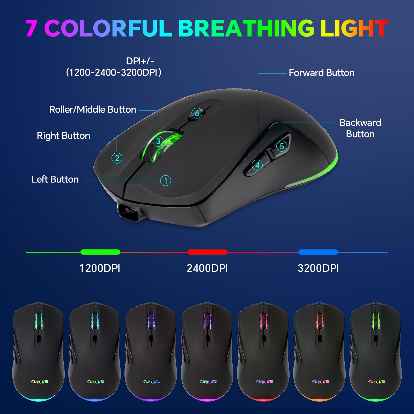 CHONCHOW 60% Wireless Gaming Keyboard and Mouse Combo - LED Backlit, Rechargeable 2000mAh Battery, Compact 68-Key Waterproof Design for PC/Mac Gamers | Perfect for Esports, Office Work & Travel