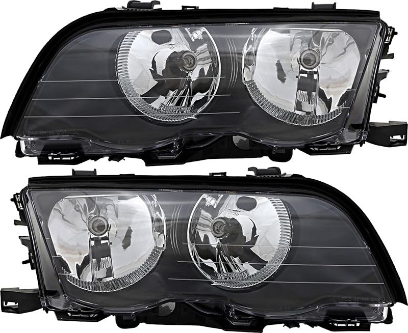 BMW 3 Series Headlights Replacement Set (1999-2001) - Halogen Headlamp Assembly for Driver & Passenger Side - Perfect for Night Driving & Auto Restoration Projects