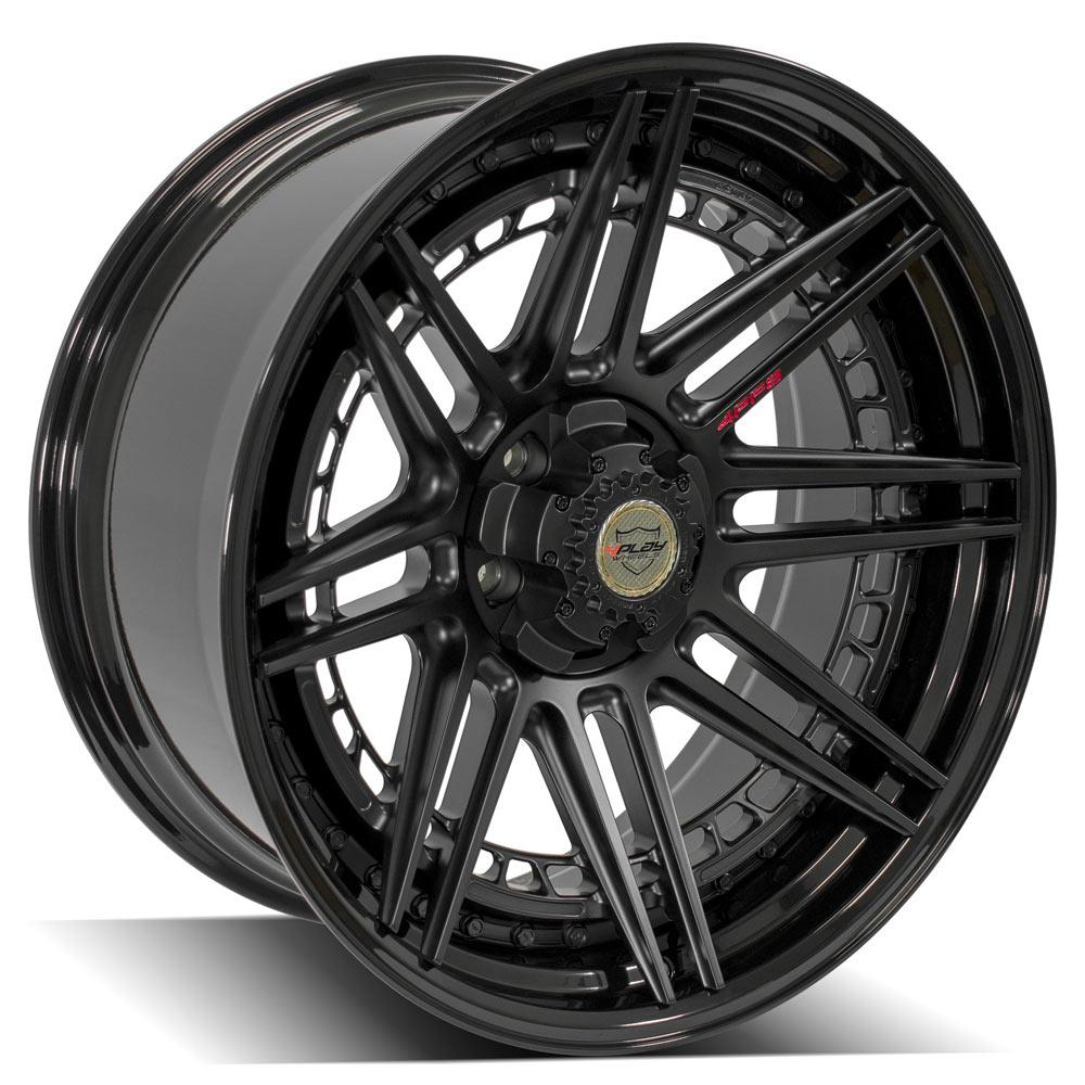 4Play Forged Series 4PF8 Matte Black Center with Gloss Black Barrel 22x10.0 18-Inch Wheels 5x127/5x139.7mm Bolt Pattern 87.1mm Hub - Perfect for Off-Road Trucks, SUVs, and Custom Builds
