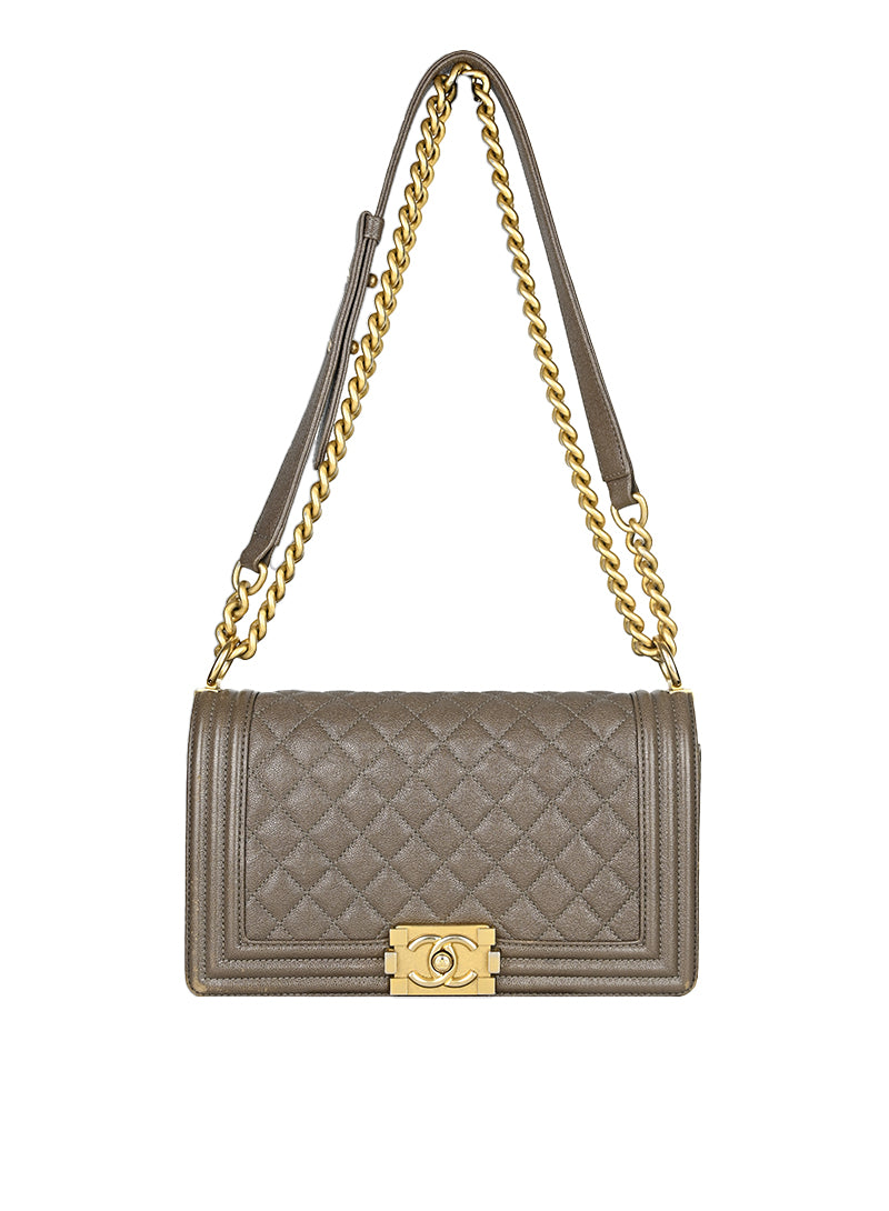 Chanel Boy Bag in Taupe - Luxury Leather Handbag for Women, Perfect for Parties, Work & Everyday Use