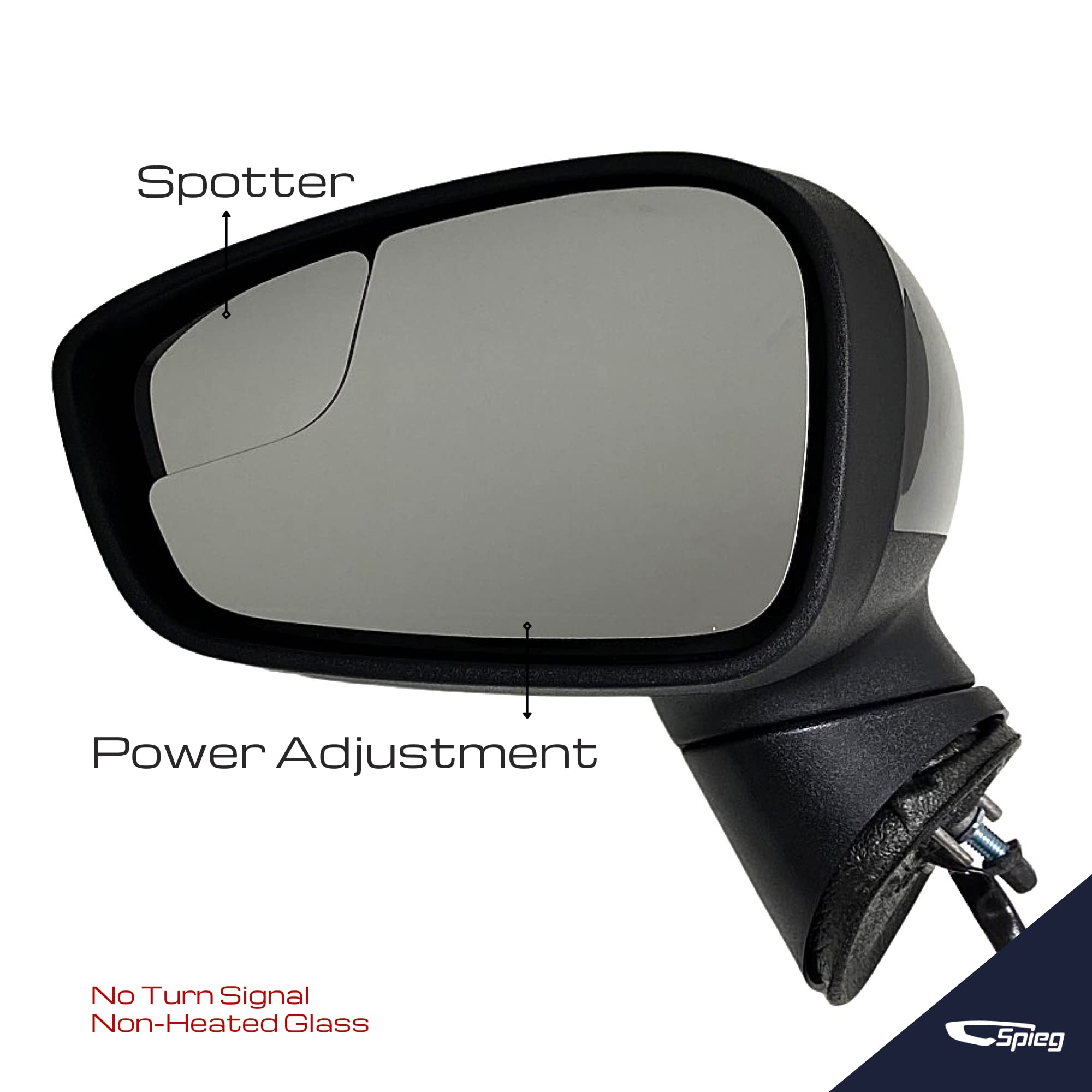 2011-2019 Ford Fiesta Driver Side Mirror Replacement - Left Power Adjustable Manual Folding Non-Heated Mirror Assembly with Spotter Glass (Paintable Black, 3-Pin Connector) | Perfect for Parking Assistance & Blind Spot Visibility