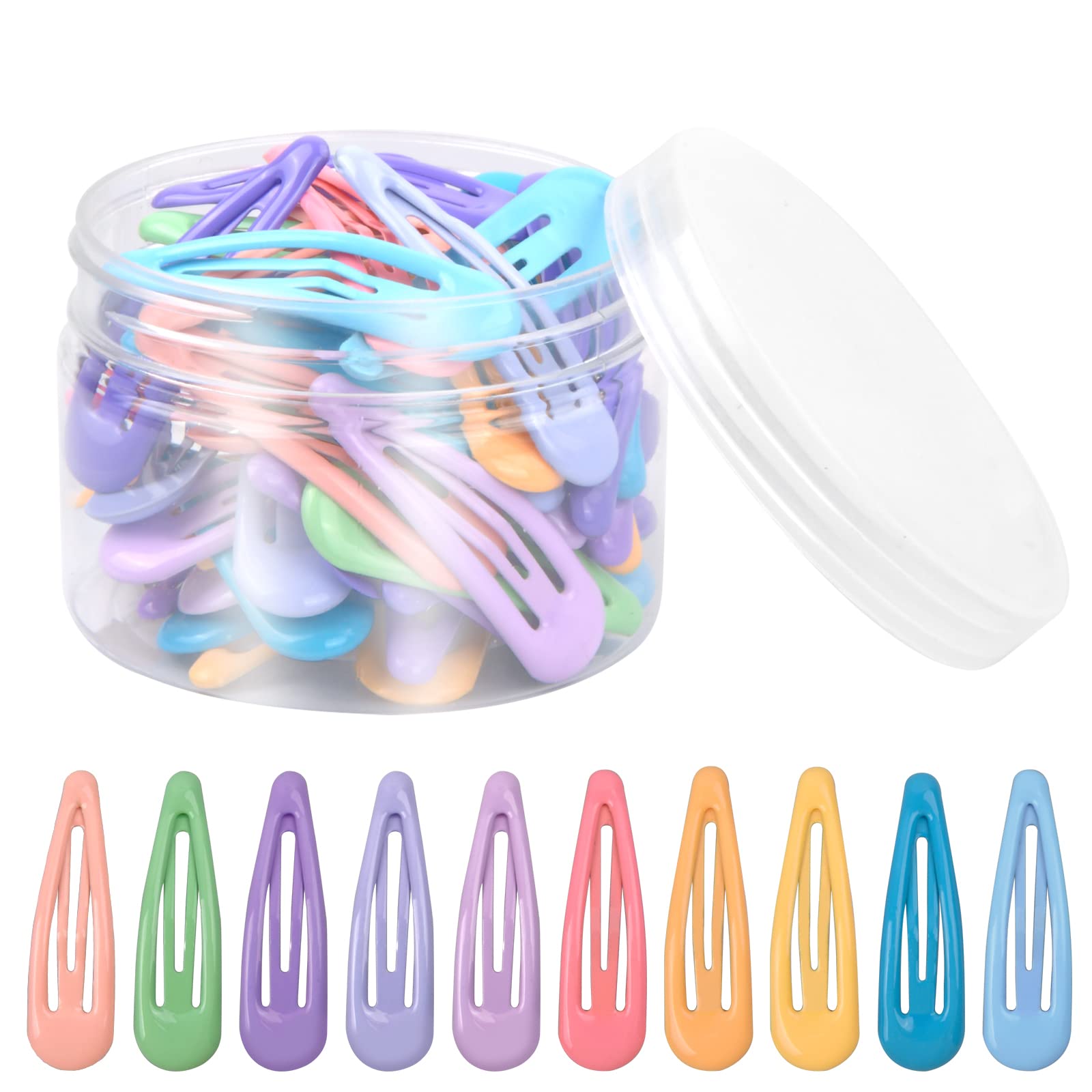 Suchkawe 60 PCS 5cm Snap Hair Clips - Non-Slip Metal Barrettes for Girls, Toddlers & Kids (10 Candy Colors) - Perfect for School, Parties & Daily Hairstyles