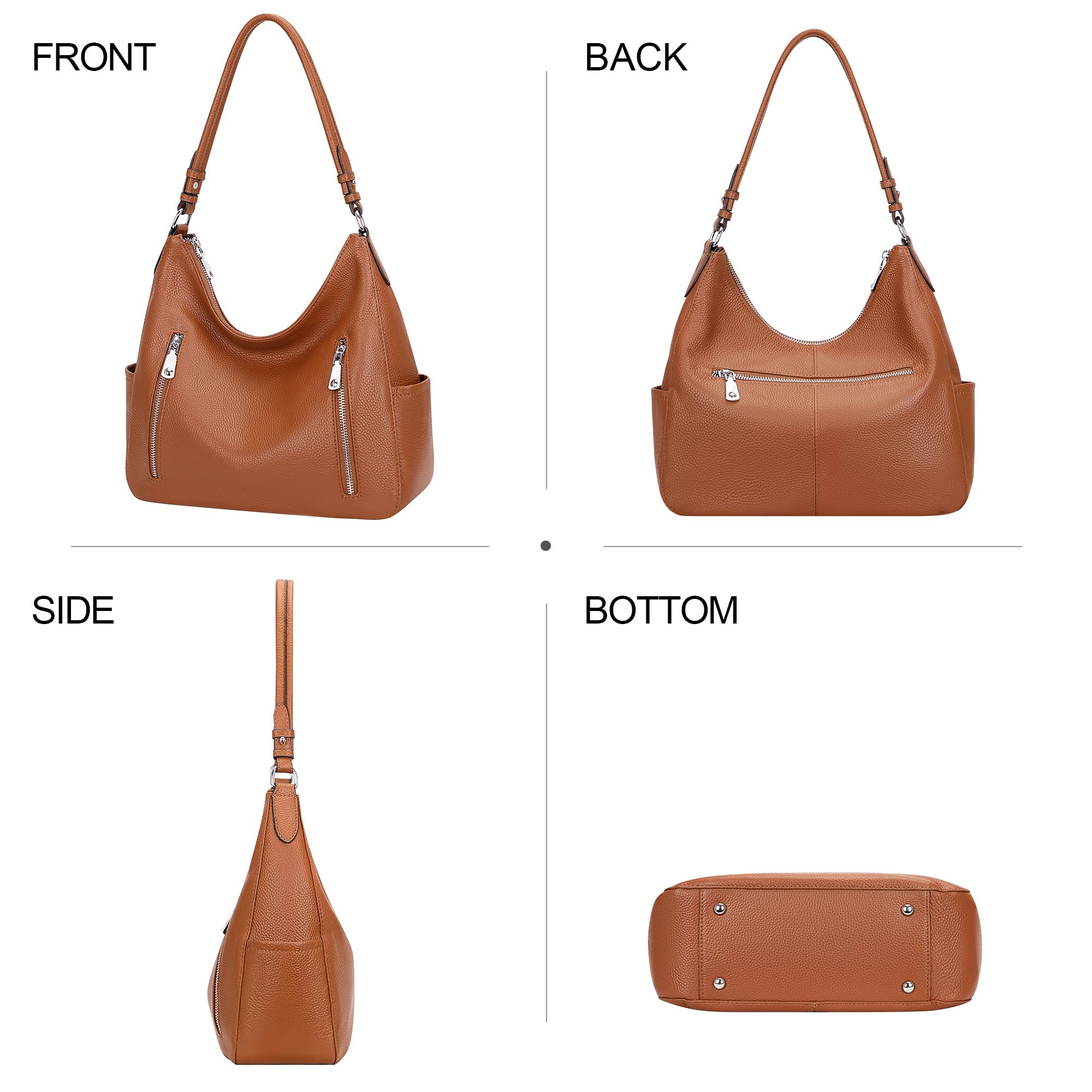 Genuine Leather Hobo Shoulder Bag for Women - Stylish Crossbody Purse with Medium Size - Perfect for Work, Travel, and Everyday Use