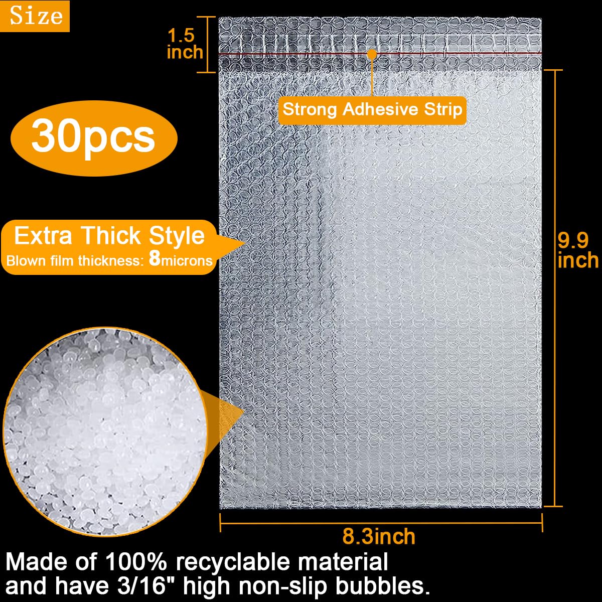 30 Pack 8x10 Inch Double Walled Bubble Wrap Bags - Thick Clear Self Seal Bubble Pouches for Secure Packing, Shipping, Moving & Storage | Perfect for Fragile Items, Electronics & Gift Wrapping