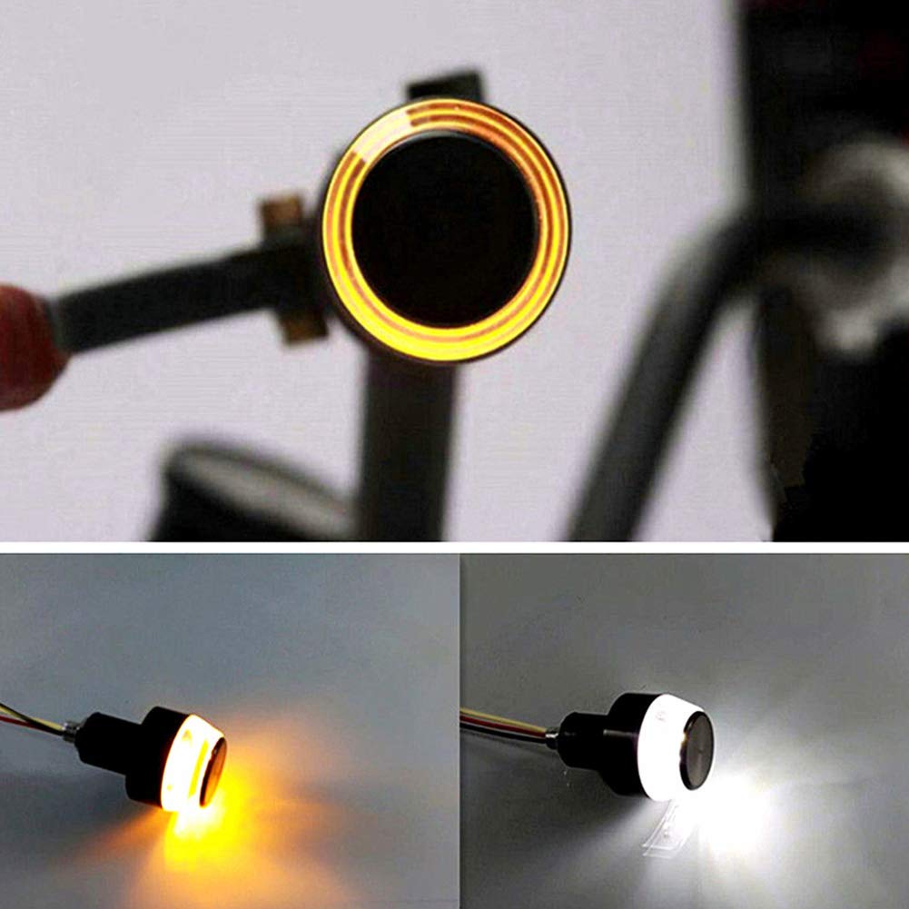 TOPKU Motorcycle LED Turn Signal Light Grip Bar Plug - Strobe Side Marker End Handlebar Accessory (2-Pack) for Enhanced Visibility & Safety in Night Riding