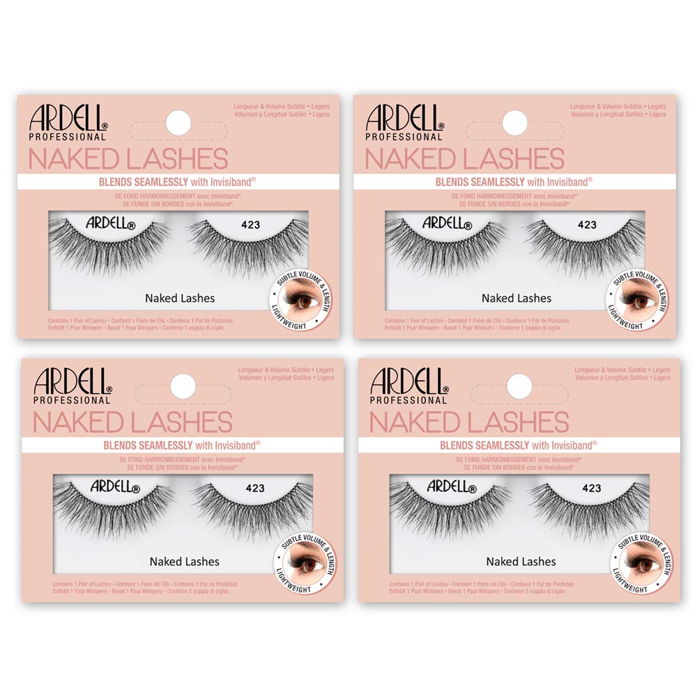 Ardell Naked Strip Lashes 423 - Natural Looking False Eyelashes with Invisiband Technology, Soft Volume 4-Pack with Duo Pipette Lash Adhesive | Perfect for Everyday Wear, Special Occasions & Professional Makeup Looks