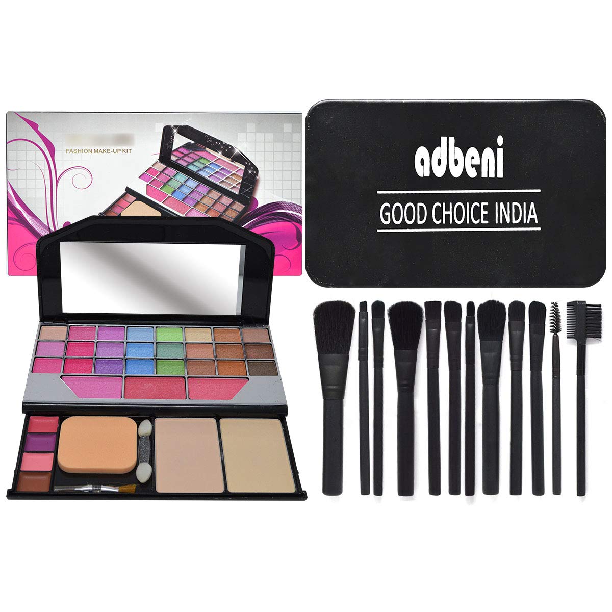 **Adbeni Professional Makeup Kit 6155 with Hello Kitty Brush Set - 2-Piece Cosmetic Collection for Makeup Lovers, Perfect for Travel & Gift Giving**