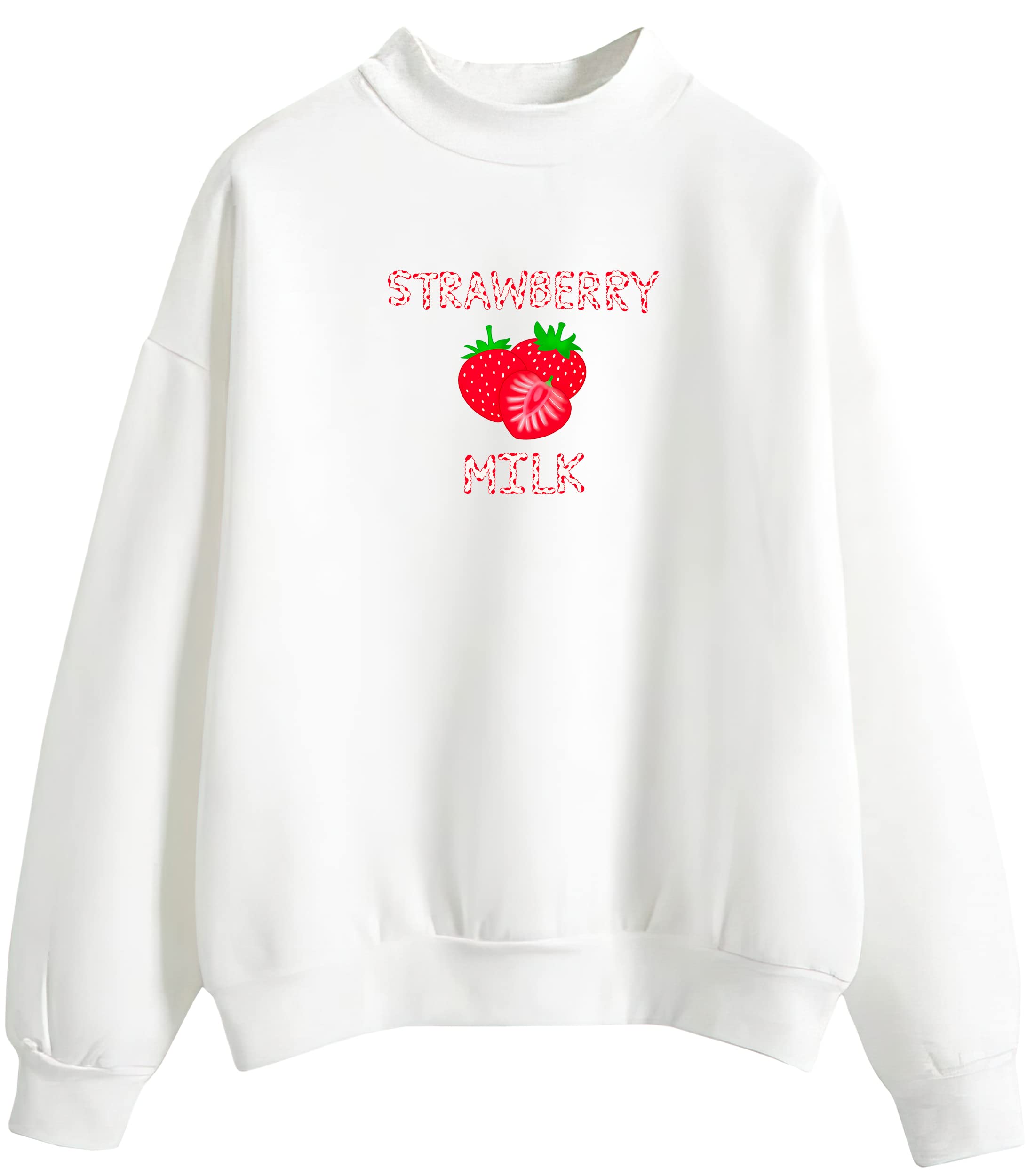 Zokueji Kawaii Strawberry Milk Sweater - Pastel Aesthetic Cute Clothes for Women | Cozy Oversized Sweatshirt for Casual Wear, Loungewear & Instagram Outfits