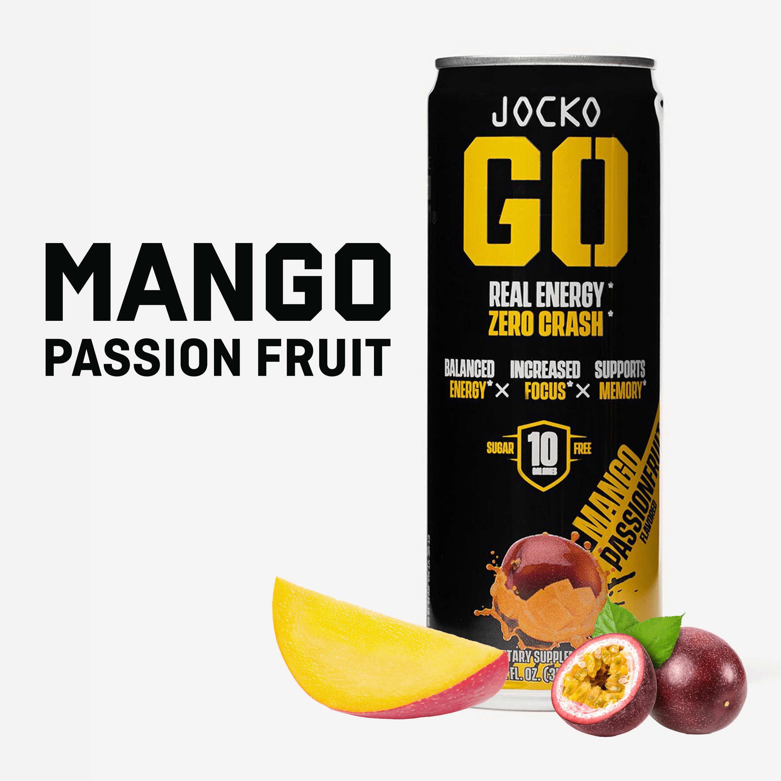 JOCKO GO Energy Drink - 12 Pack | Sugar-Free Pre Workout & Post Workout Supplement | Boost Energy & Focus for Gym, Running & Fitness