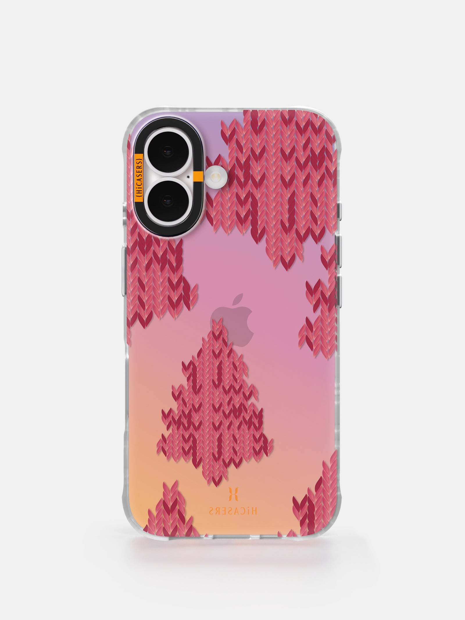 Knitted Christmas Tree Pattern Iridescent Phone Case in Magenta - Perfect Holiday Gift for iPhone & Samsung
