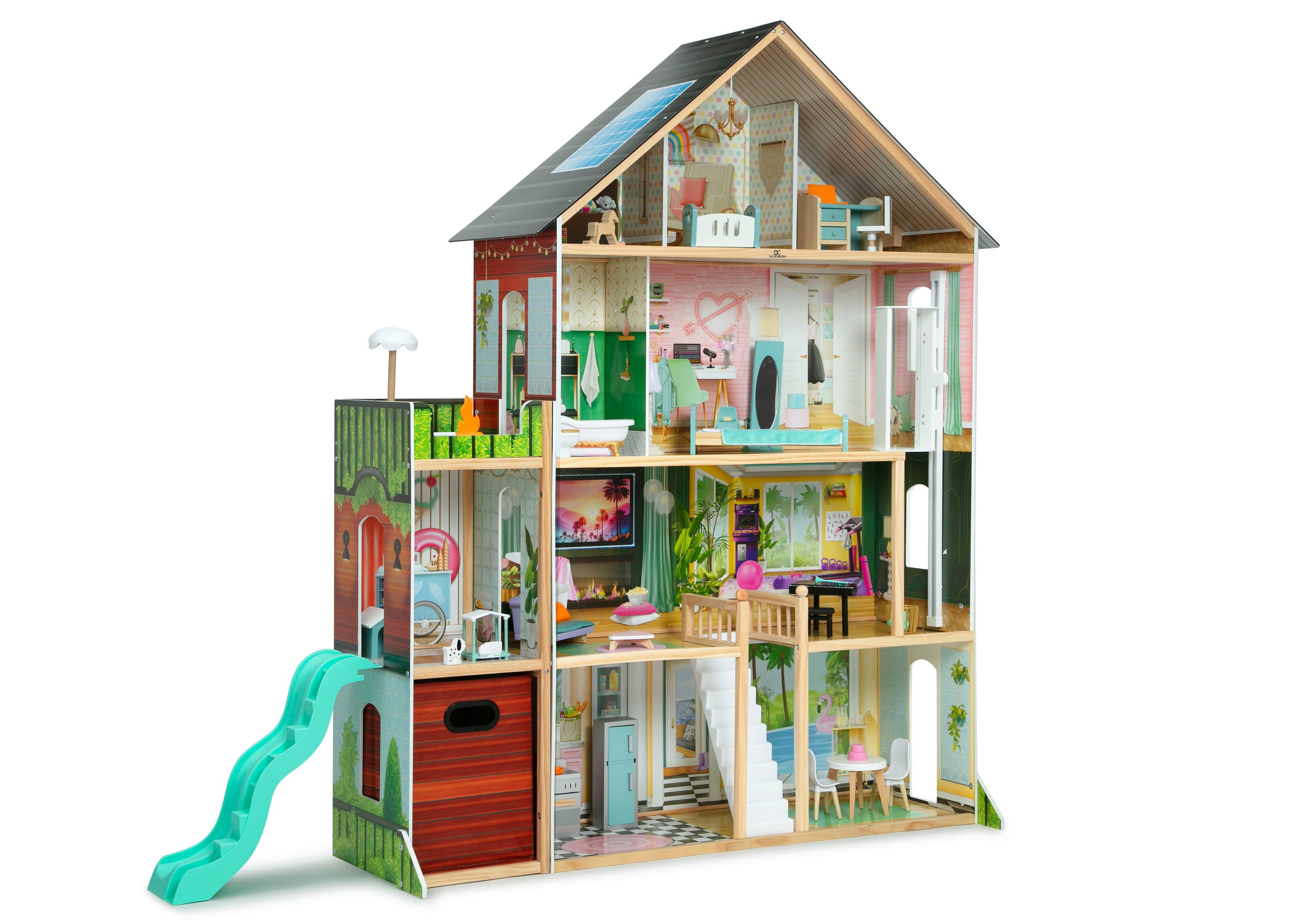 Deluxe Maui Dollhouse for Kids - Wooden Playhouse with Furniture & Accessories - Perfect for Pretend Play, Birthday Gifts & Home Decor