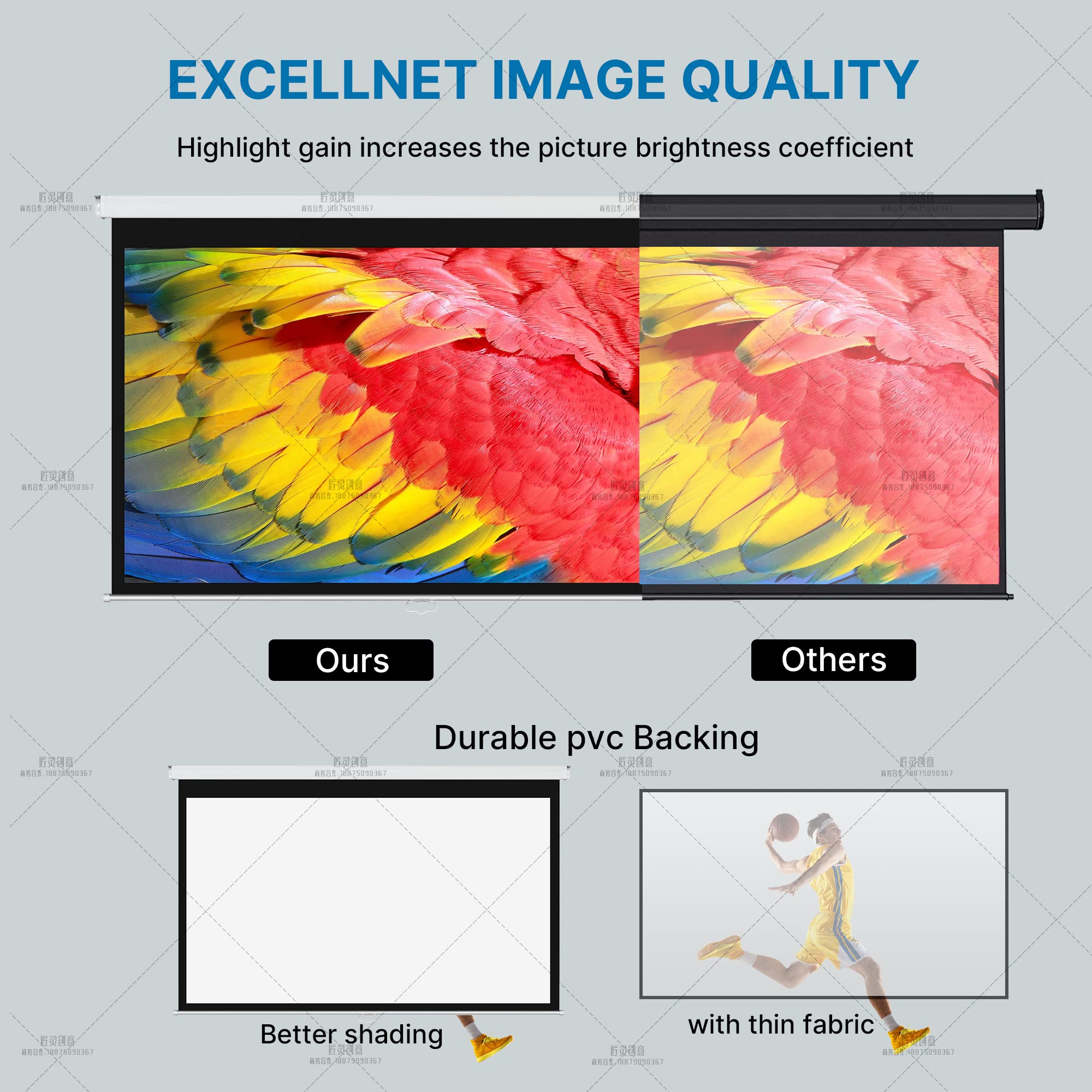 ProHT 84-Inch Manual Pull Down Projector Screen - 16:9 Aspect Ratio Matte White Projection Screen for Home Theater, Presentations & Movies | Perfect for HDTV, Sports, Office Meetings & Classroom Use